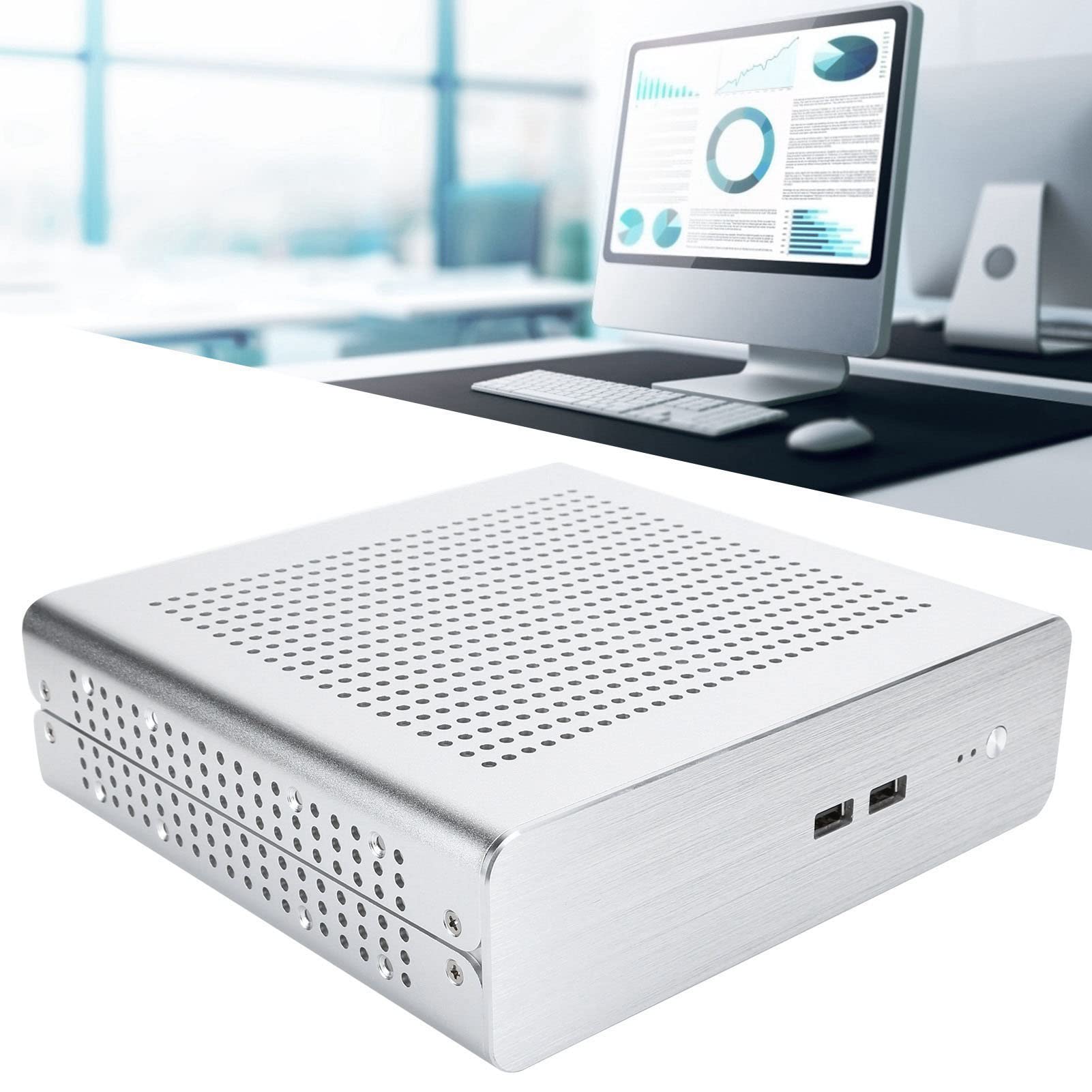 G60S, w Całości Aluminiowa Obudowa Mini ITX HTPC, Obudowa Komputera Stacjonarnego z Zasilaczem DC ATX, Obsługa Dysków Twardych 2 X 2,5 Cala lub 1 X 3,5 Cala, Poziomy, Pionowy montaż ścienny