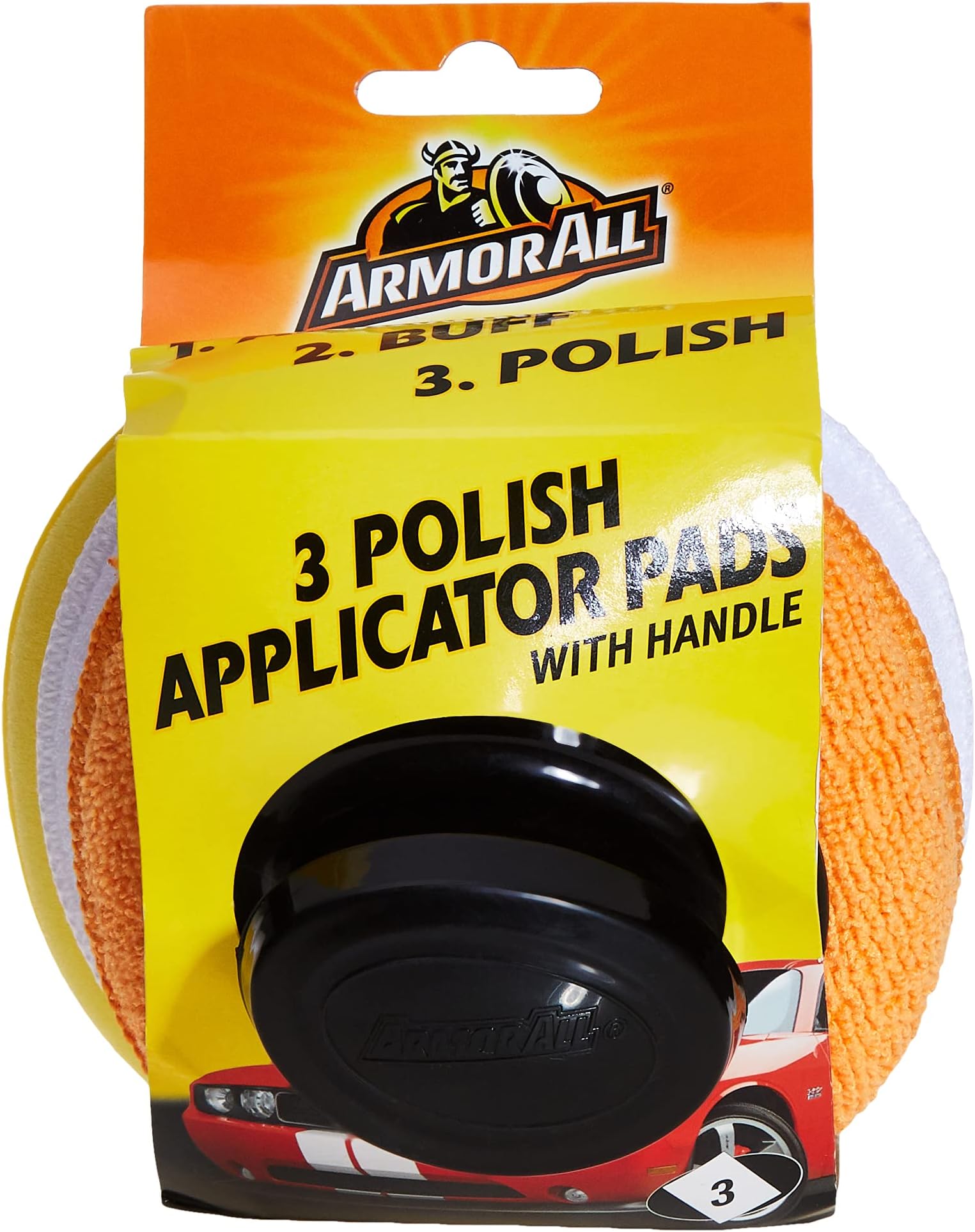 ARMOR ALL 3 Polish Applicator Pads with Handle, GAA40015EN, H17 x W19 x D10.8 cm