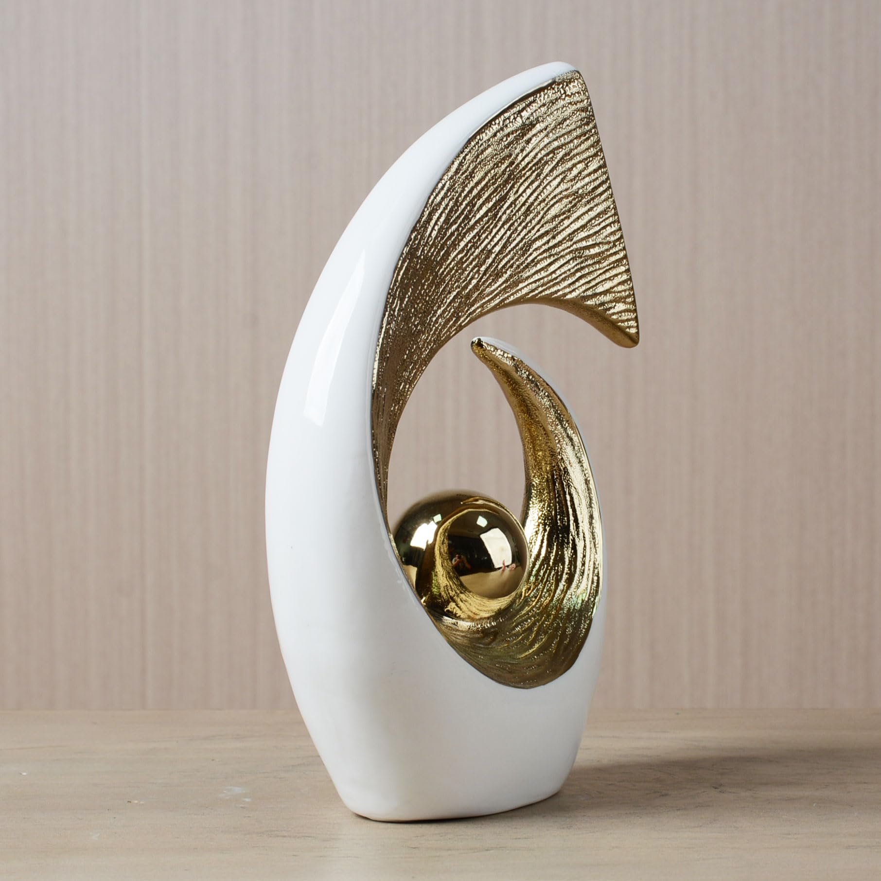 HAUCOZE Scultura Astratta Moderna Statua Decorazione Casa Figurina Mensola Arte Regalo per Scaffalf Scrivania Soprammobili Ceramica 25cm