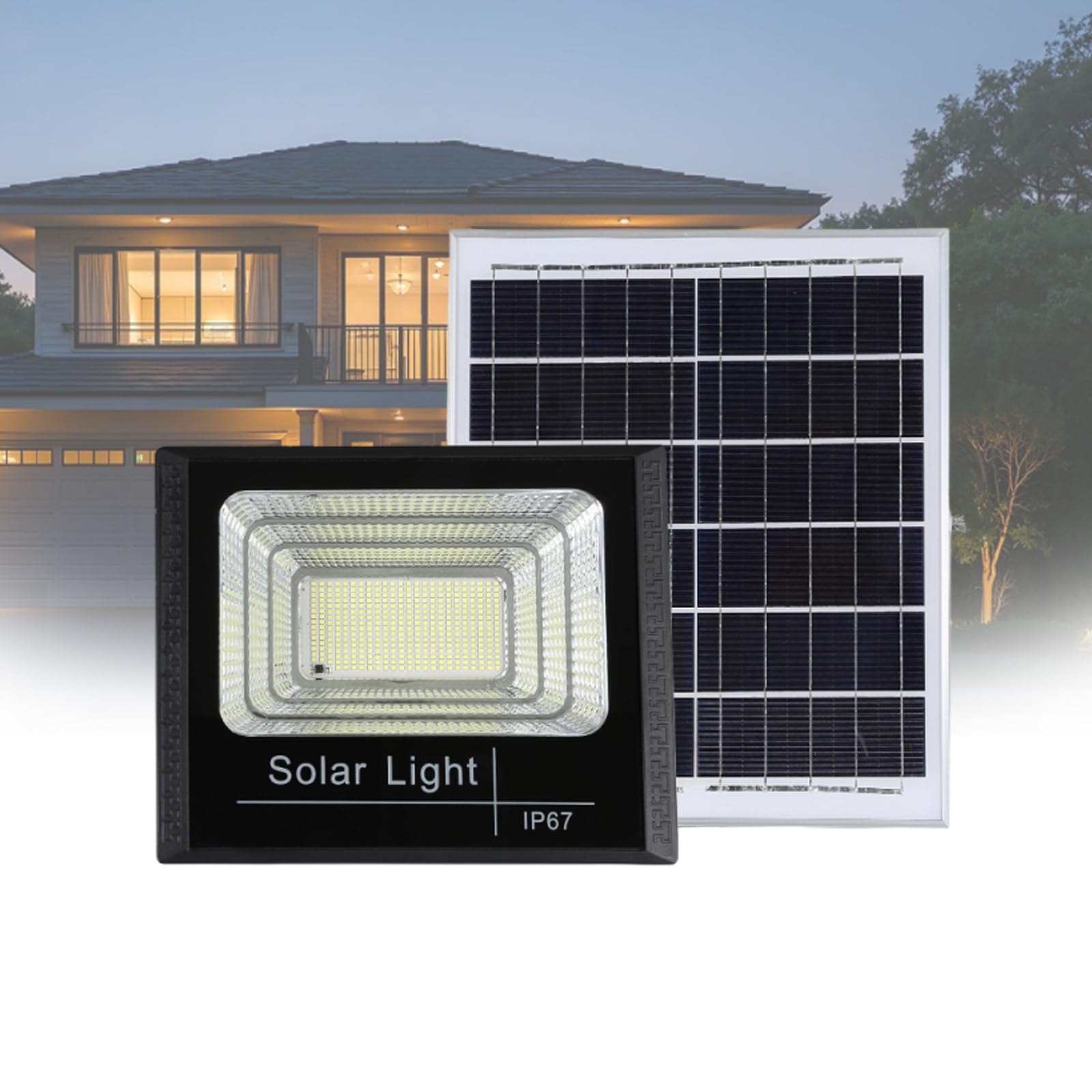 Solarleuchte Für Hof Garage 500w 571 LED, Ip67 Wasserdicht, Fernbedienung, Super Helles Solar Außenlicht, Automatische Beleuchtung Terrasse Garten(1-pack)