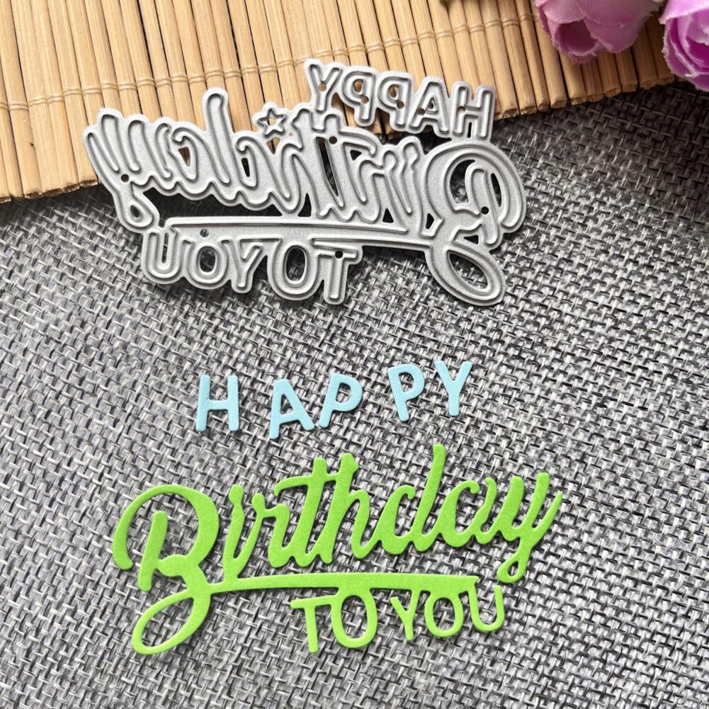 Happy Birthday Metal Die Cuts - Hollow Word Frame Cutting Dies For Card Making