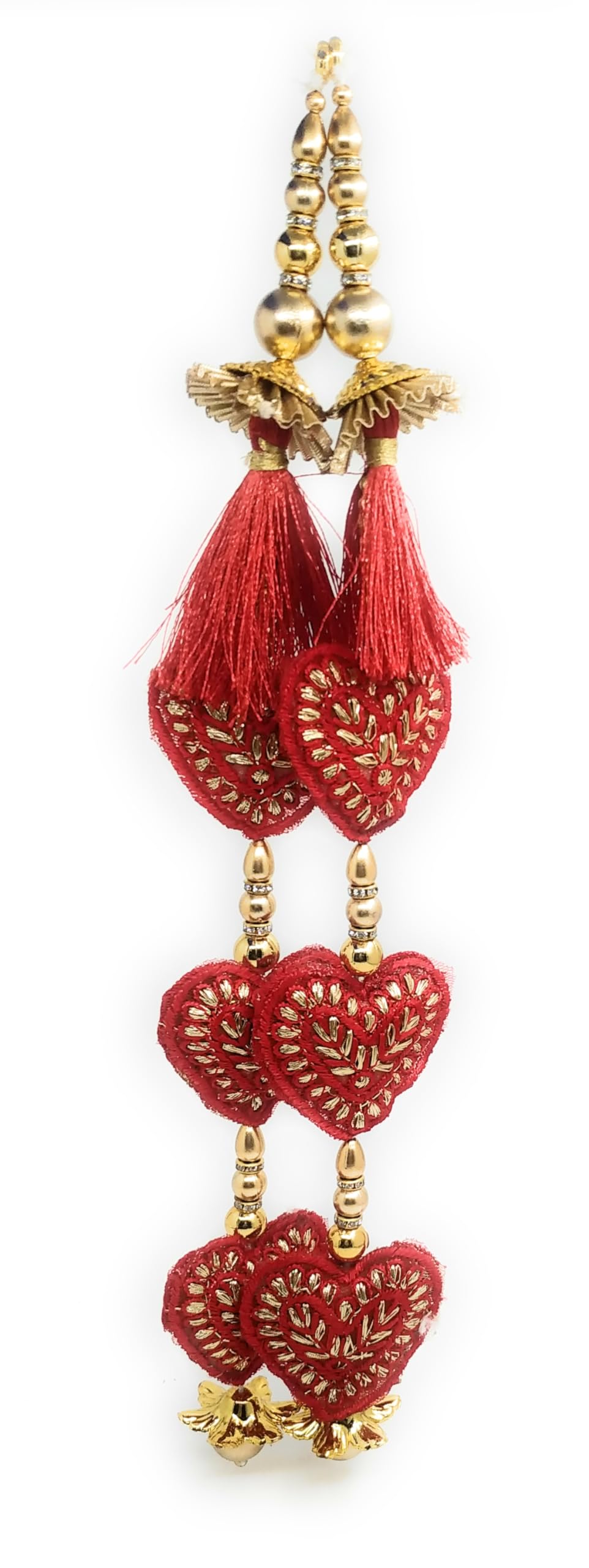 latkan for lehenga sharara ghagra blouse (Heart embroidery) L - 30cm 2 pair Colour - Red-image-38