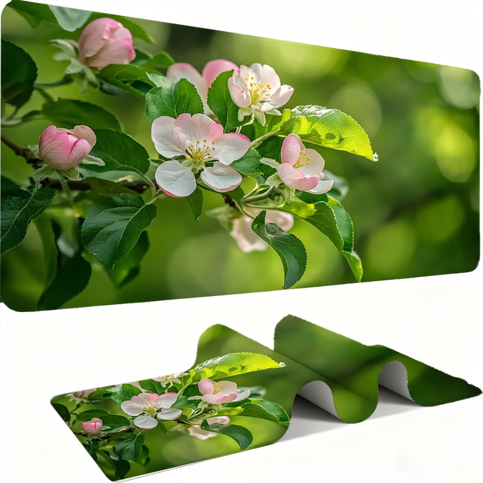 Podkładka pod mysz XXL kwiat/różowa 1500 x 800 mm duża podkładka pod mysz szyte krawędzie wodoodporna antypoślizgowa duże rozszerzone akcesoria biurowe do komputera, laptopa poprawia dokładność i