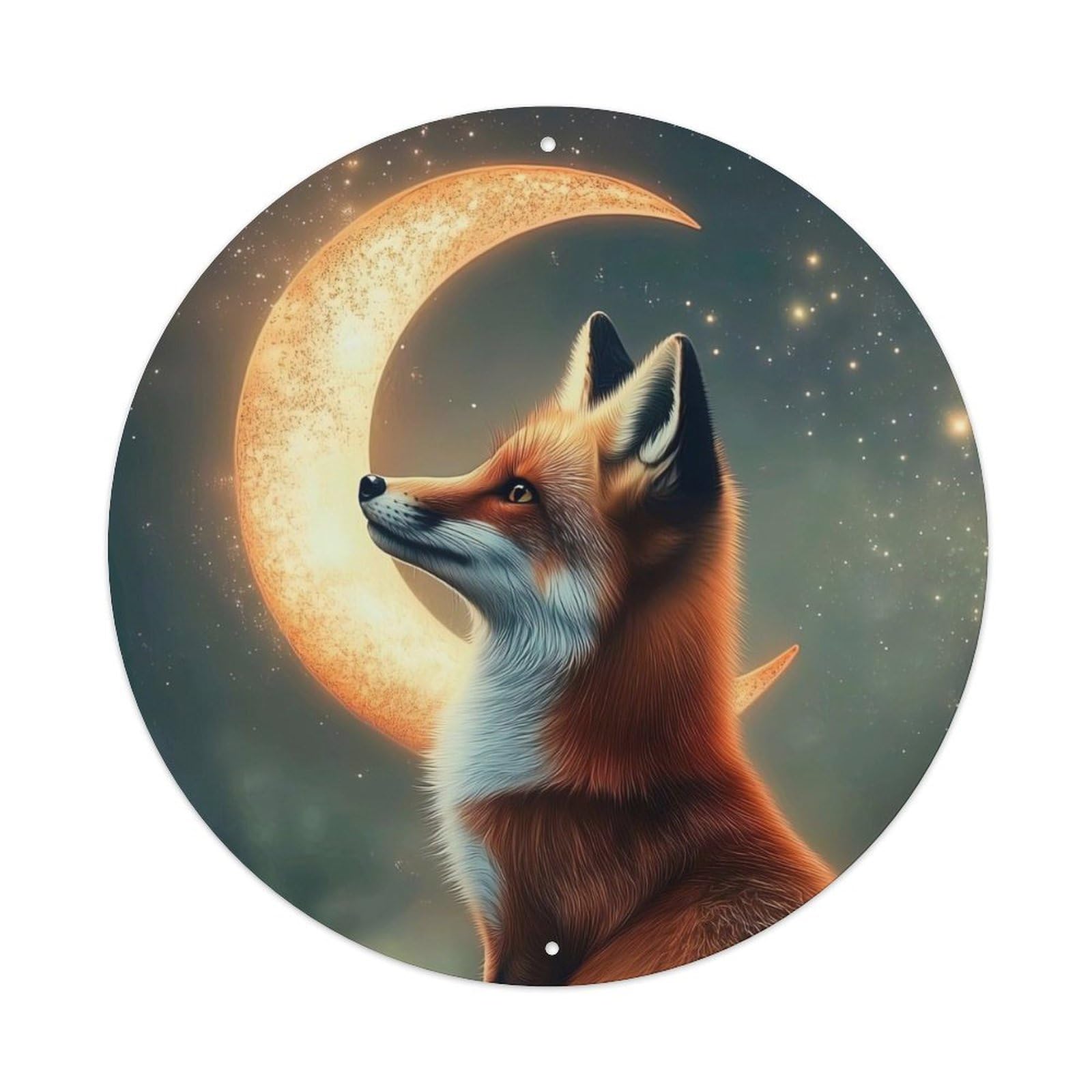 Cwbufd Vintage Style Wildlife Fox Moon Night Sky Stars Nature Forest Anima Vintage Metal Tin Sign Plaque Wall Decor For Cafe, Club Bar, Office, Garden Metal Poster 8X8inch