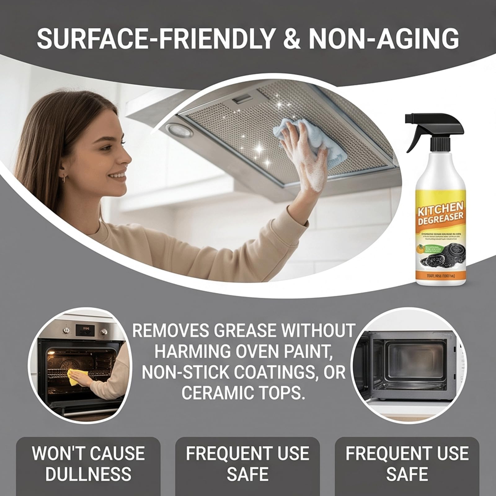 Lemon Fresh Scent Kitchen Degreaser Foam Cleaner Spray - Kitchen FoamCleaner & Dégraissant, bez spłukiwania wielopowierzchniowy środek do czyszczenia piany, usuwa tłuszcz, zmatowienie, olej (5 szt)