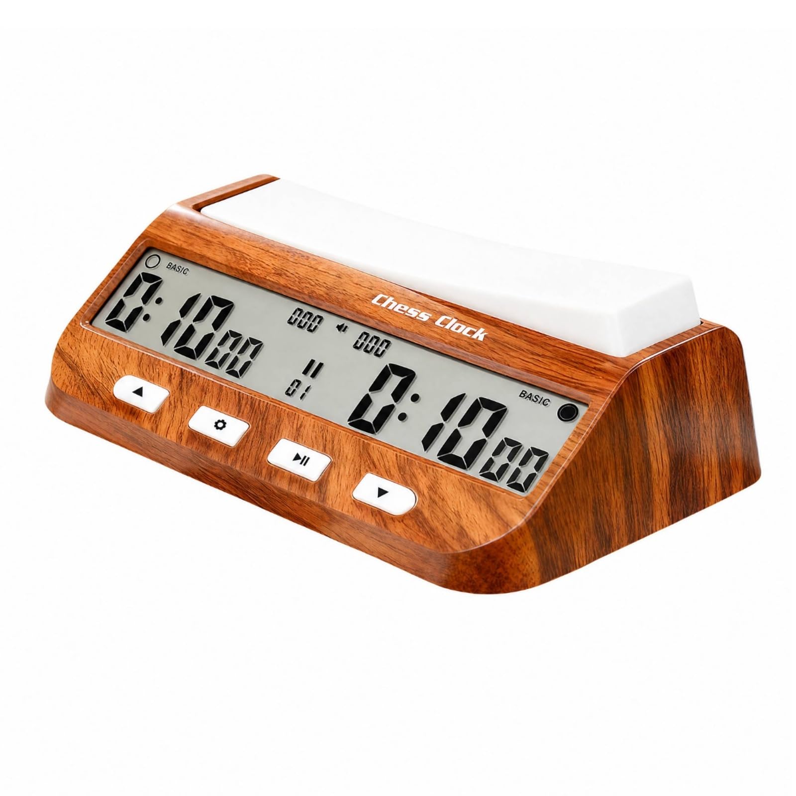 Orologio Partita Scacchi Digitale con Due Schermi Timer da Tavolo Contasecondi Multifunzione con Ritardo E Tempo Extra con Funzione Conteggio, Effetto Legno