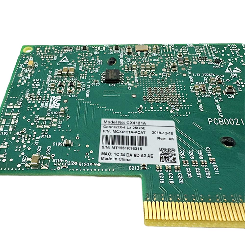 Scheda di rete 25GbE compatibile Mellanox MCX4121A-ACAT, 2 porte SFP28 PCIe x8 | Due porte SFP28 10/25GbE, interfaccia PCIe 3.0 x8 e connessione di rete veloce e affidabile per server, NAS e workstation.