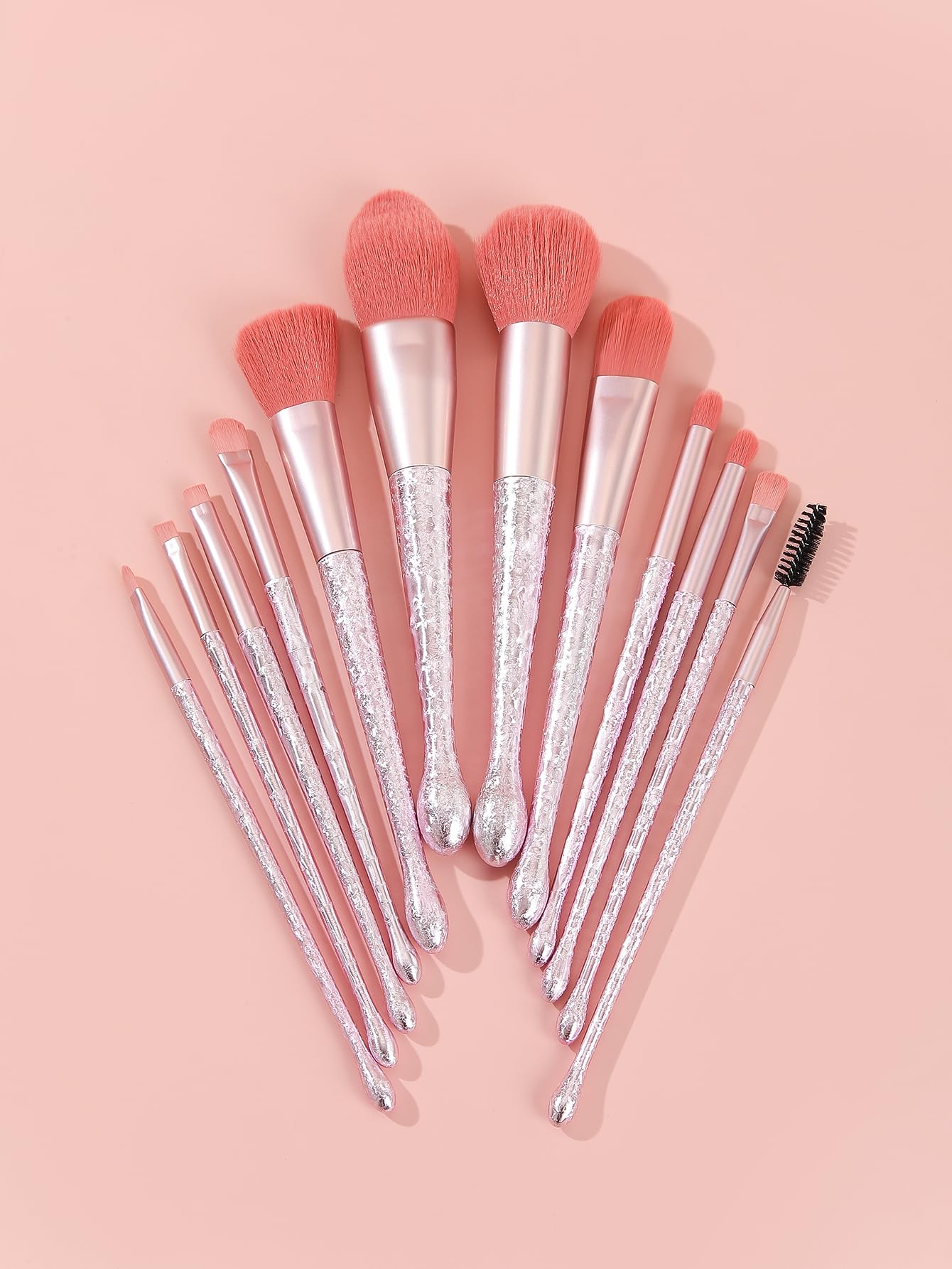 BRUSH ARTIST - Juego de 12 brochas de maquillaje sintéticas rosas de alta calidad con bolsa de maquillaje, brocha para polvo facial, brocha de contorno, brocha para rubor, brocha para sombra de ojos,
