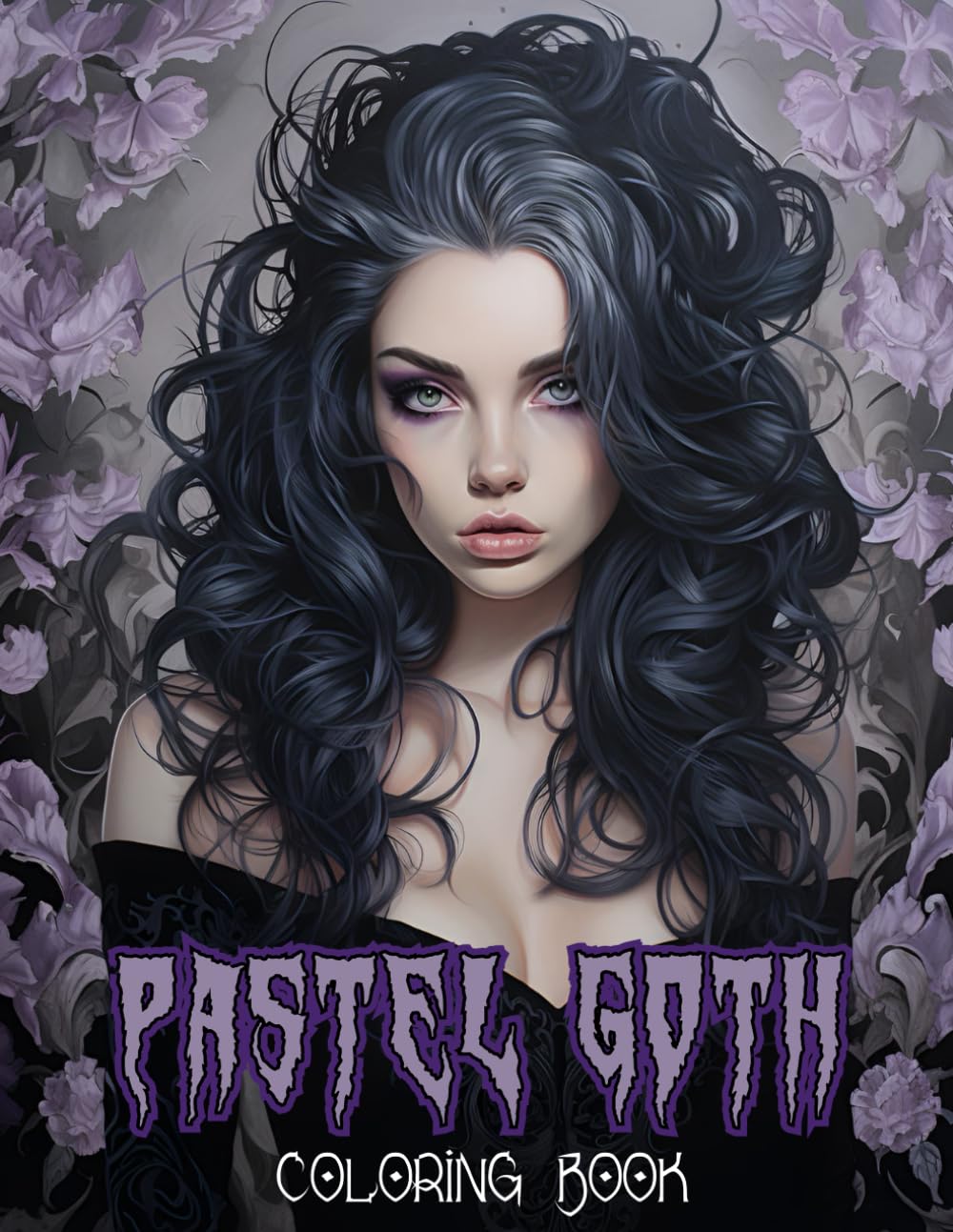 Pastel Goth Coloring Book Portraits of Stunning Women Adorned with