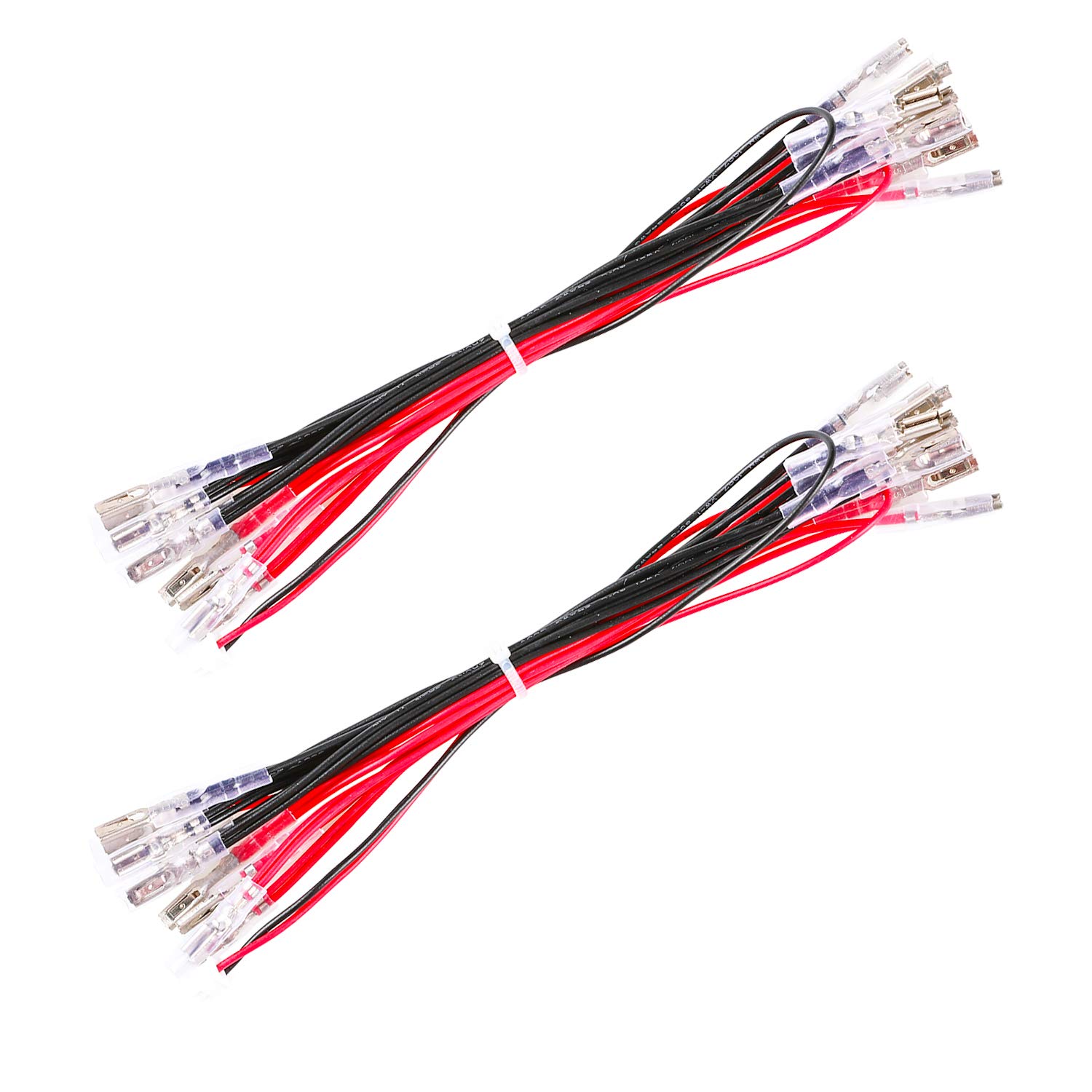 2 cavi di alimentazione LED Daisy Chain JST XH2.54 da spina a 2 pin a terminali da 2,8 mm, cablaggio illuminato con 20 pulsanti arcade LED per encoder USB Arcade, MAME, Arcade1Up, Raspberry Pi