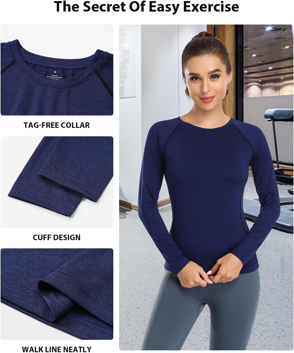 Womens Long Sleeve Moisture Wicking Tee Shirt Long Sleeve Workout Tops for Women Dry Fit Yoga Athletic Running T Shirt - Image 5