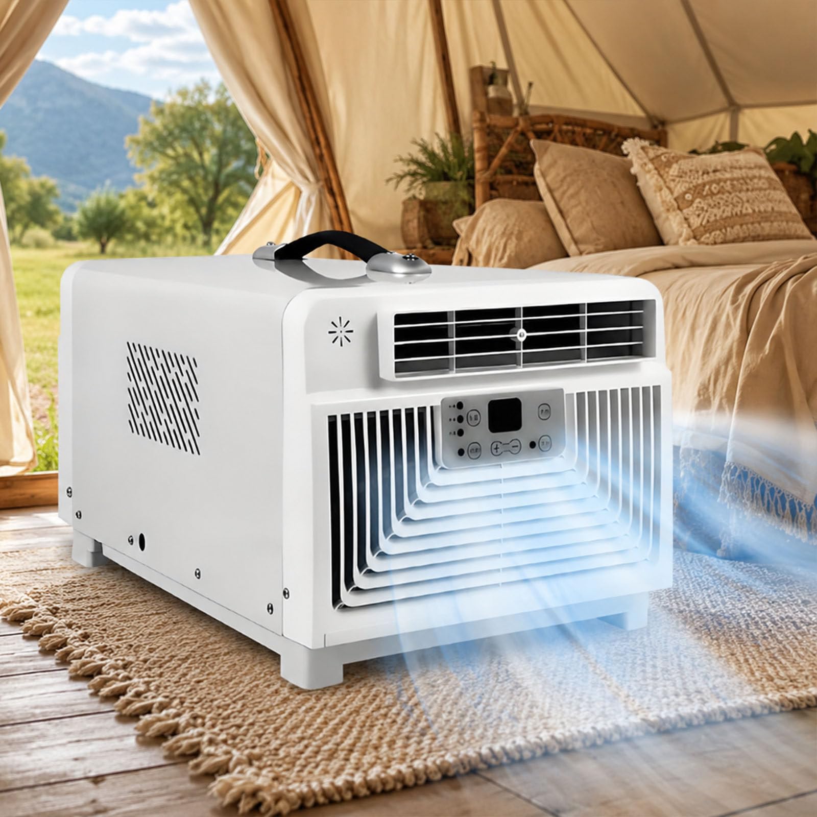Ershangmao Multicolor 3400 Btu Portable Air Conditioner, Mobile Ac Unit, Camping Ac Unit, 61-90F Control, Exhaust Hose, Quiet 42 Db Air Cooler For Campervan Cabin Dorm And Bedroom Cooling