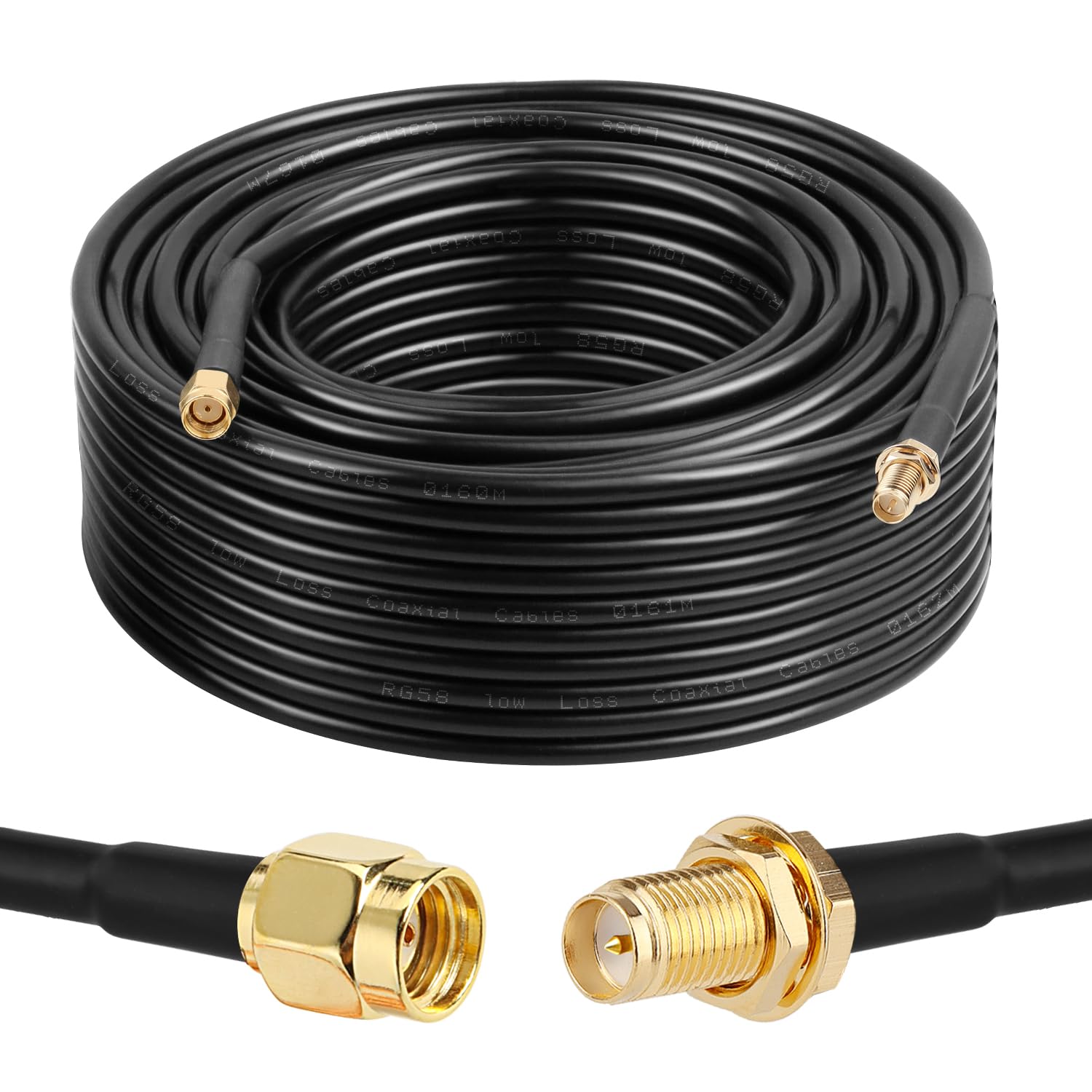 Cavo coassiale da RP-SMA maschio a RP-SMA femmina, cavo coassiale XRDS -RF RG58 RP-SMA WiFi antenna prolunga cavo coassiale per router LAN WiFi adattatore scheda di rete wireless