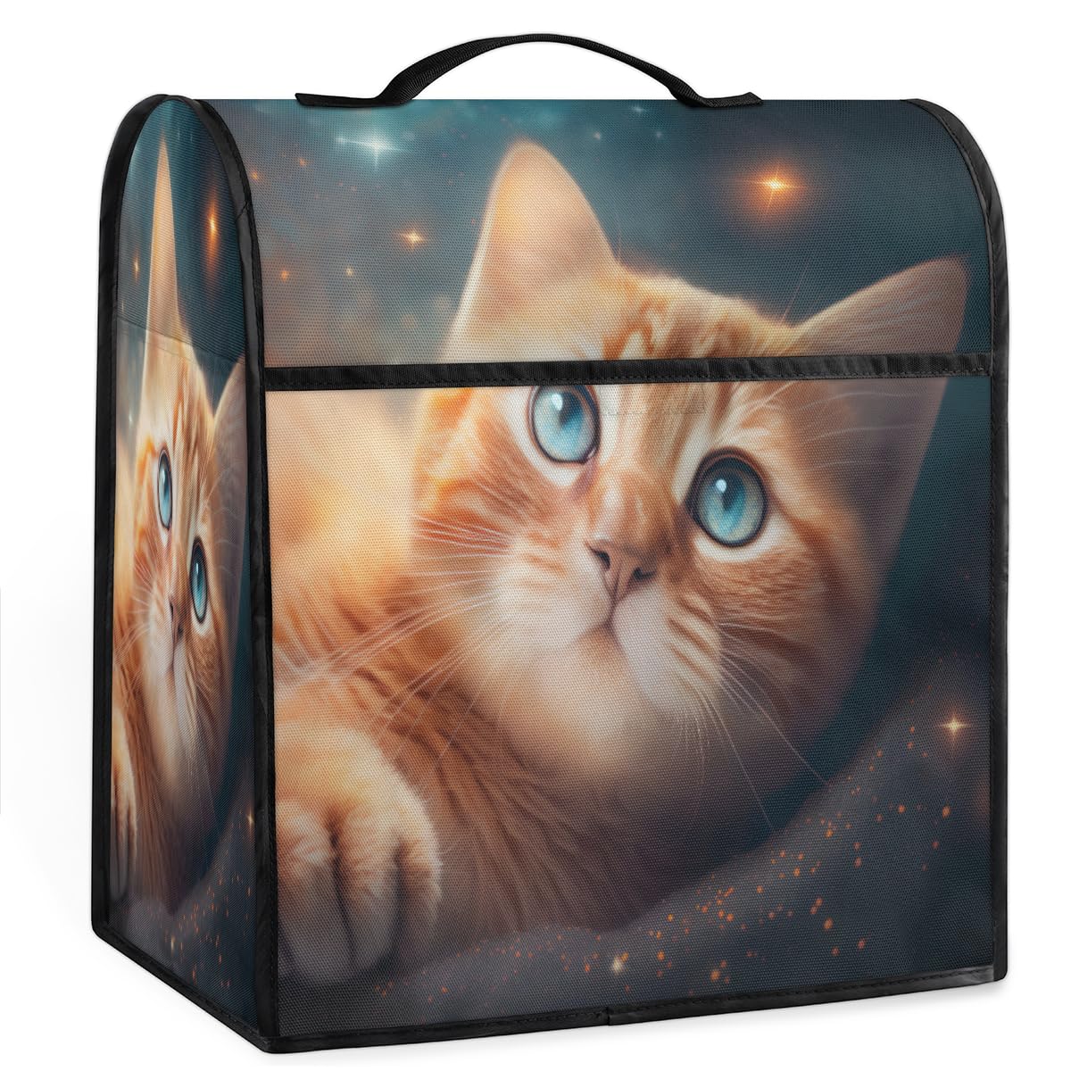 Coffee Maker Cover Cute Galaxy Cat Kitchen Appliance Covers Small Appliance Covers Blender Cover Juicer Cover Dust Covers for Kitchen Appliances with Top Handle and Pockets,Washable,C581
