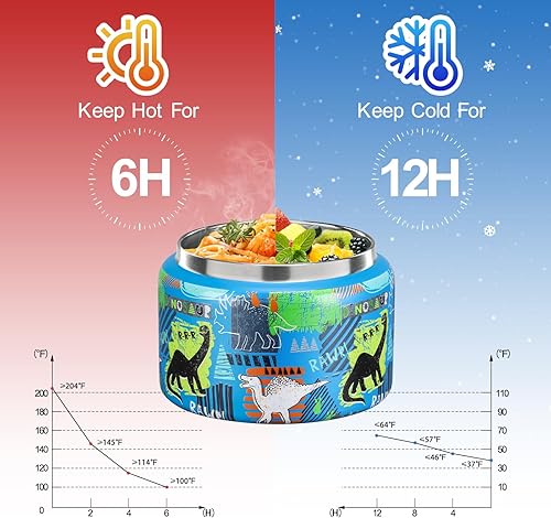 Miniatura 3 de MAISON HUIS Tarro térmico térmico de boca ancha con aislamiento al vacío de 8 onzas, recipiente de alimentos de acero inoxidable a prueba de fugas