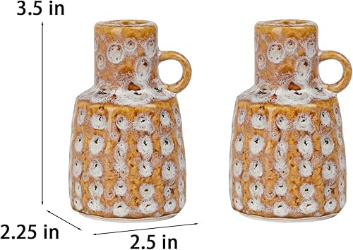 Miniatura 2 de Portavelas cónico de cerámica – Juego de 2 candelabros con asa, estilo bohemio, soporte para exhibición de velas para mesa de café, centro de mesa,