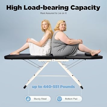 Portable Folding Massage Table, Beauty Chair Therapy Table Salon Couch Recliner, Lightweight Adjustable Height & Backrest Massage Bed, for Beauty Salon Tattoo Therapy Couch Bed
