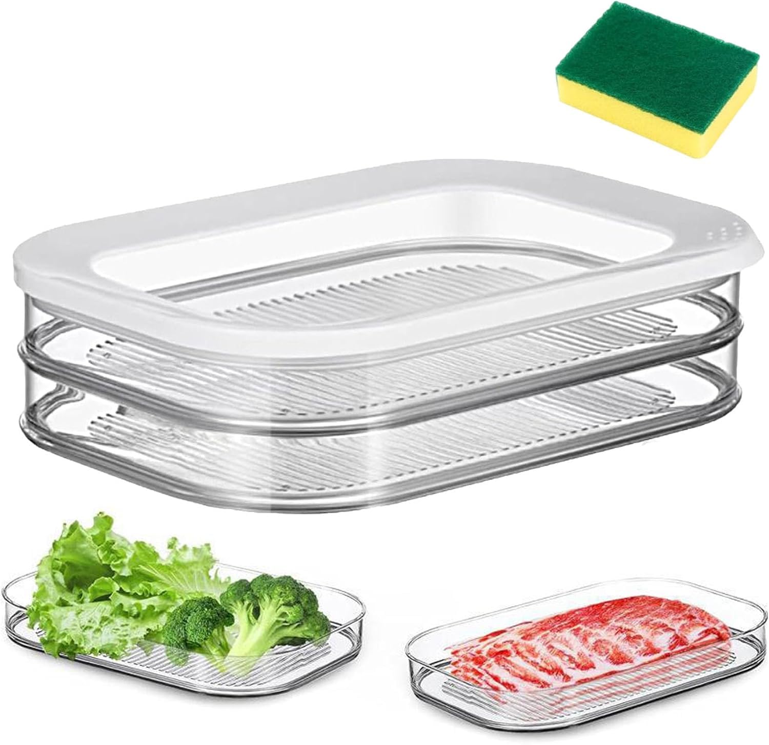 2026 New Multi-layer Food Storage Box with Lid, Deli Meat Container for Fridge, Ham and Cheese Container for Fridge, Stackable Food Storage Boxes with Lid for Cold Cuts, (3 Layer) (2 Layer)