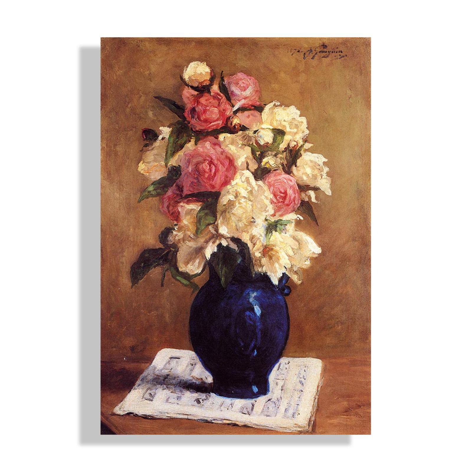 Paul Gauguin Famoso Dipinto Opere d'Arte Stampa su tela-"Bouquet di peonie su uno spartito musicale" Paesaggio Riproduzioni di Quadri su Tela-Impressionista Poster e stampe50x75cm(20x30in)Intelaiato