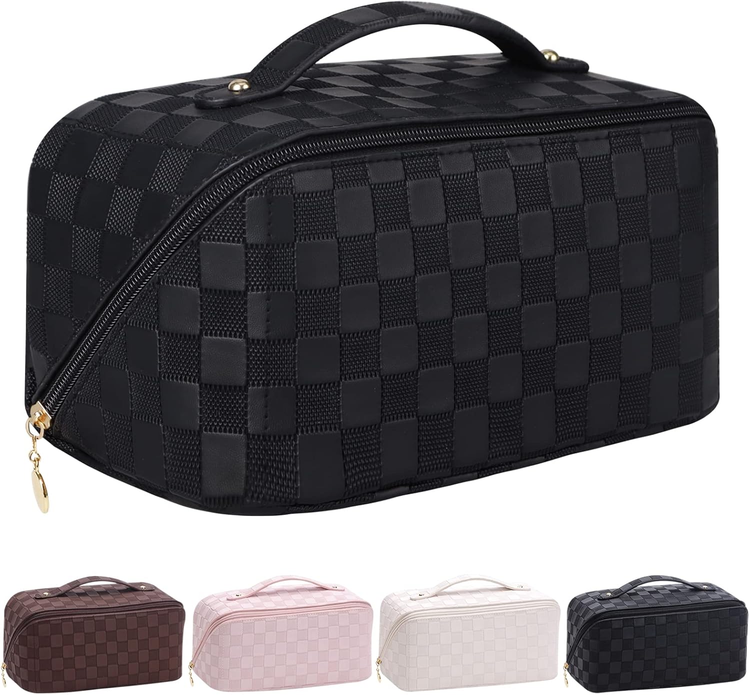 Makeup Bag, Large Capacity Travel Cosmetic Bag, Extra Large Makeup Bag,Portable Travel Makeup Bag Cosmetic Bag PU Makeup Organizer Bag Toiletry Bag for Women Girls,Black Makeup Bag, Large Capacity Travel Cosmetic Bag, Extra Large Makeup Bag,Portable Travel Makeup Bag Cosmetic Bag PU Makeup Organizer Bag Toiletry Bag for Women Girls,Black