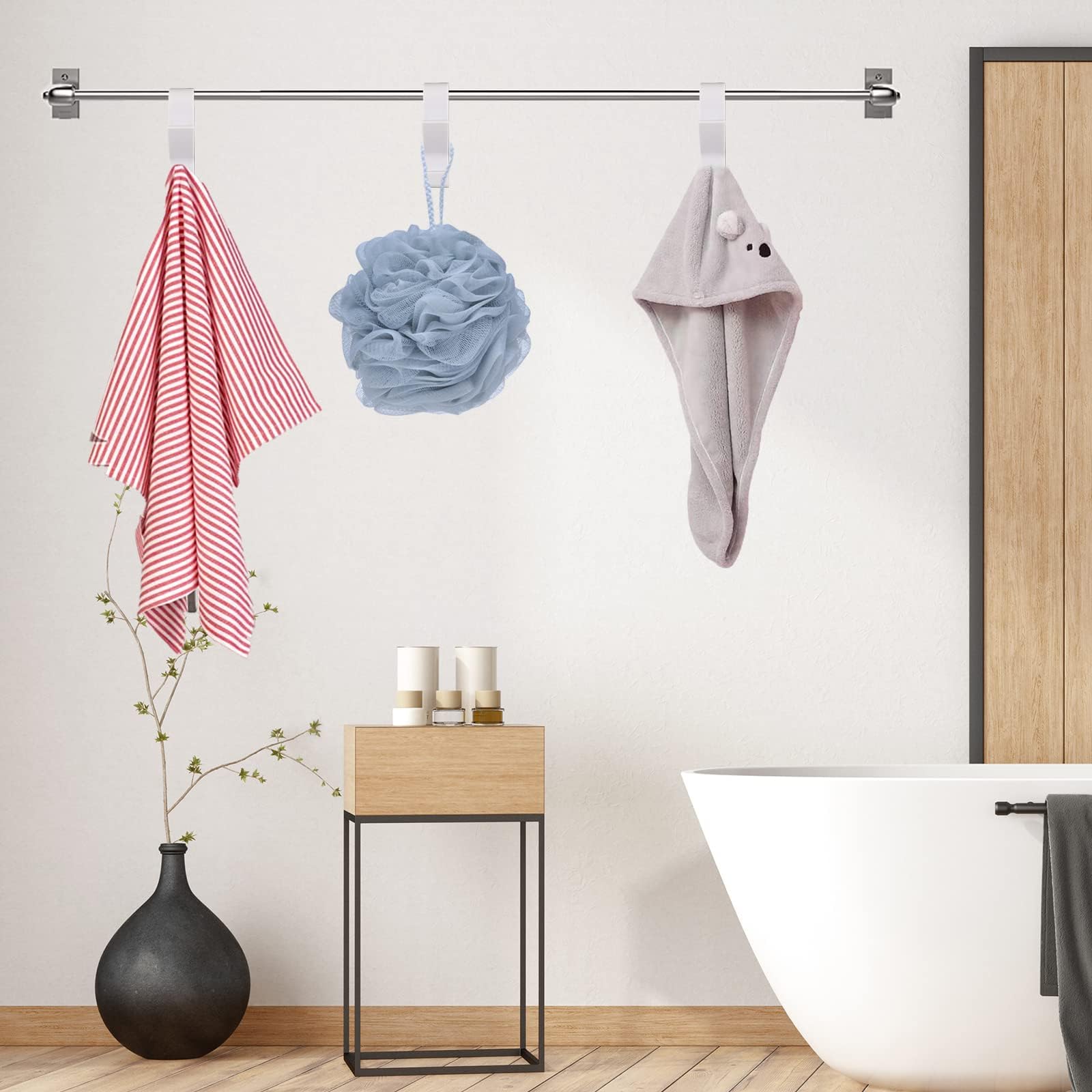 8 Pezzi Ganci Termoarredo Bagno, Appendino, Appendi Asciugamani, per Tutti I Radiatori Standard (Bianco)