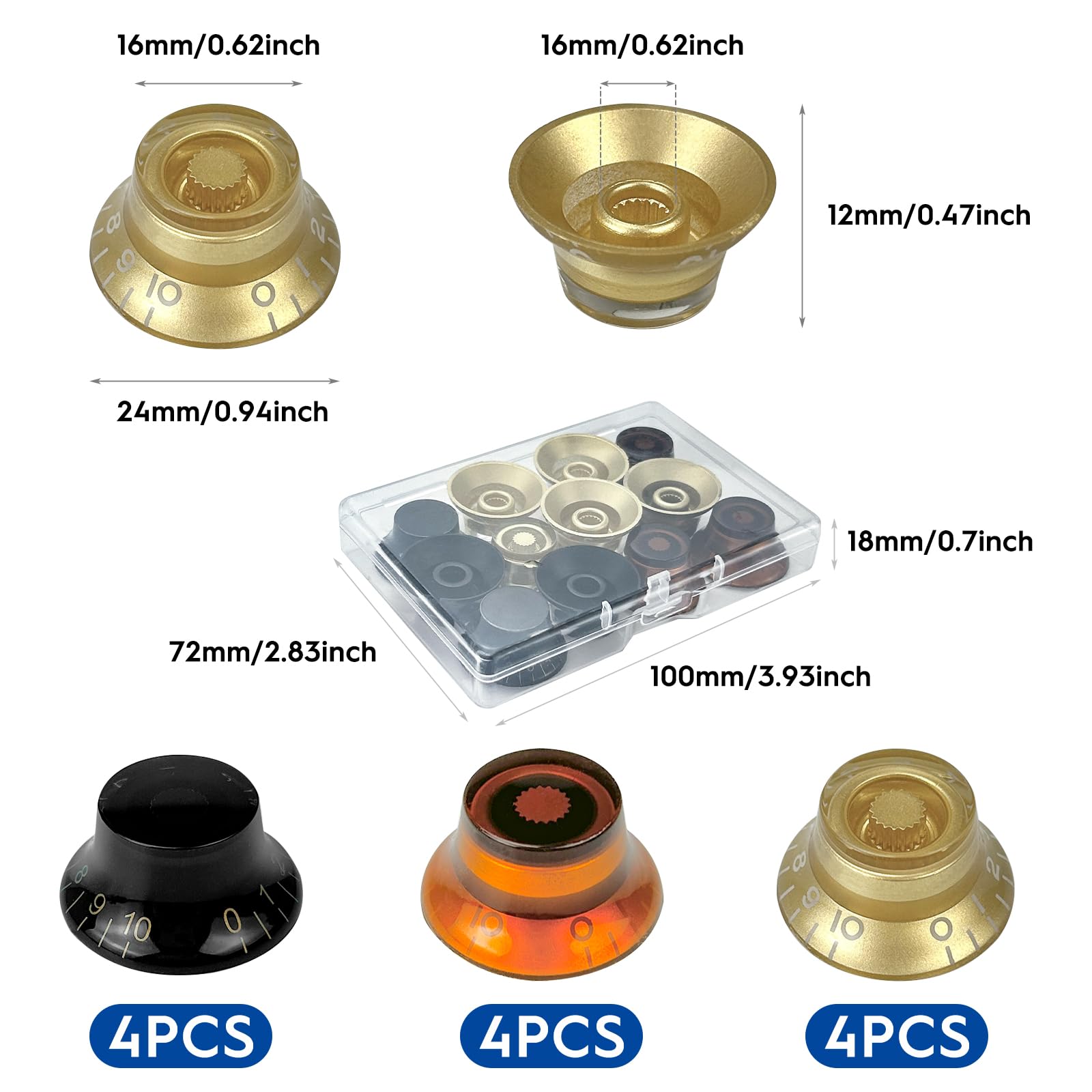 VICASKY Iyv Lot De 16 Boutons De Volume Pour Guitare électrique