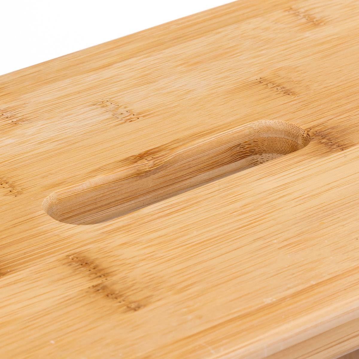 5five - Marche Pied 3 Marches en Bambou - Escabeau en Bois Pliable Multi-Usage pour Ménage Salle de Bain Décoration
