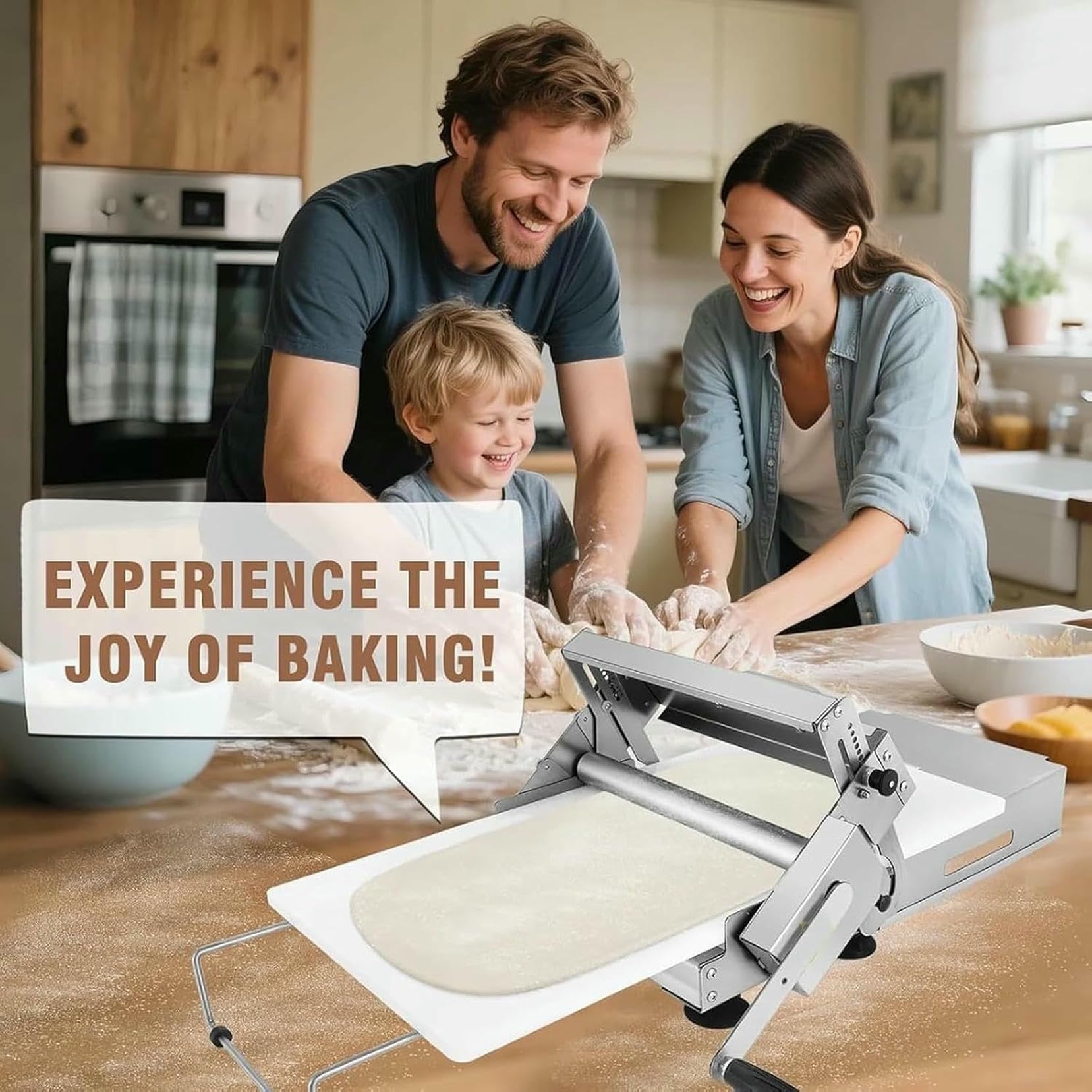 Rullo Sfogliatore Manuale per Pasta da Pasticceria, Sfogliatrice Pieghevole, Macchina in Acciaio Inossidabile con Spessori Regolabili, capacità di Livello Commerciale~/