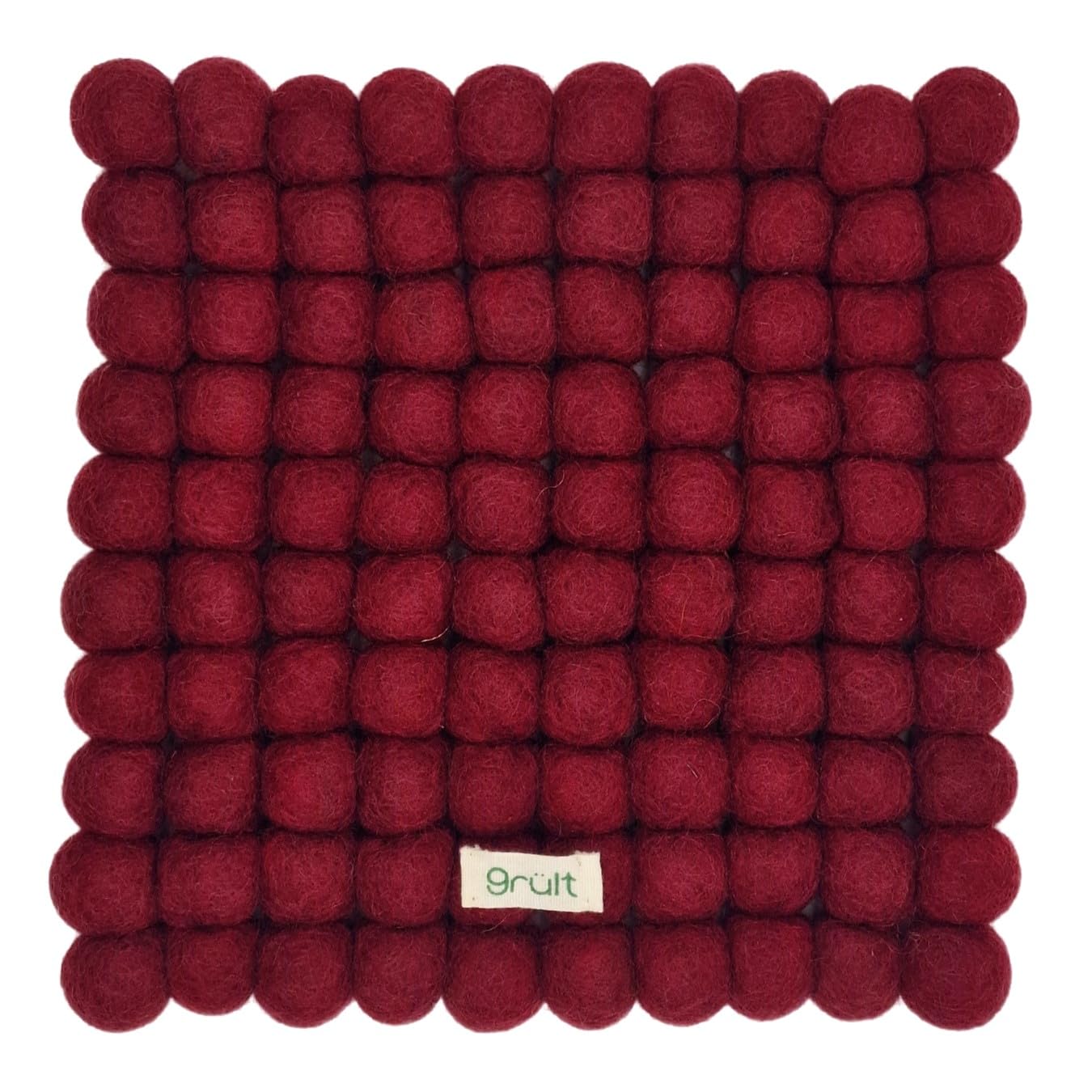 Grült Women's Maroon Home Trivet - Felt Trivet For Cups, Pots, Pans And Cups, Hand-Felted In Nepal (Chestnut Red, Square 20 Cm)