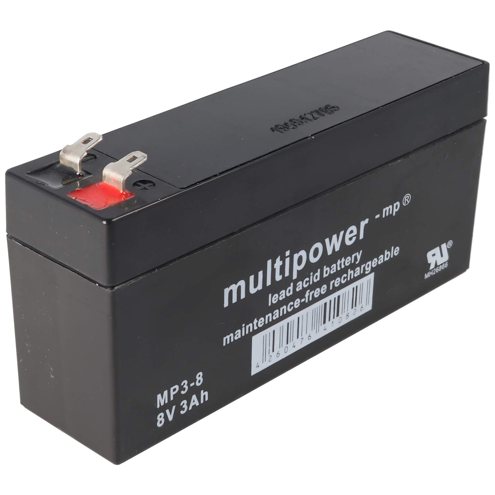 Multipower MP3-8 Blei-Akku 8 Volt, 3 Ah (Pb) mit Faston 4,8 mm