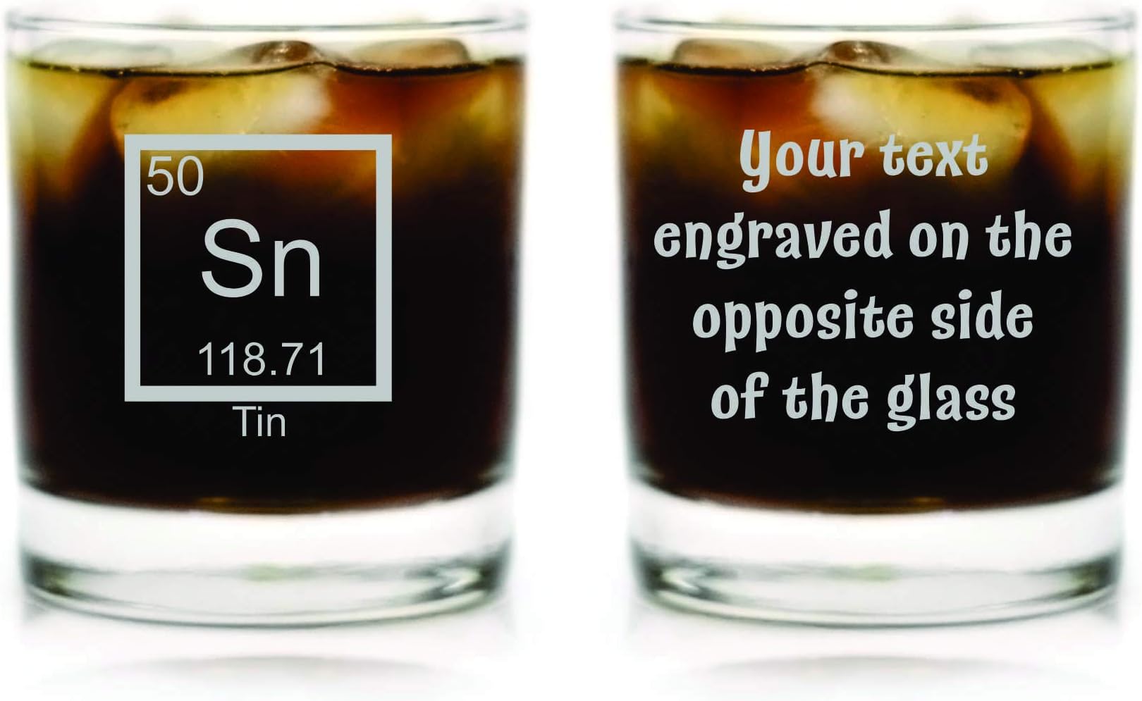 Double Sided Custom Engraved Tin 10th Anniversary Periodic Table of Element Rocks Glass