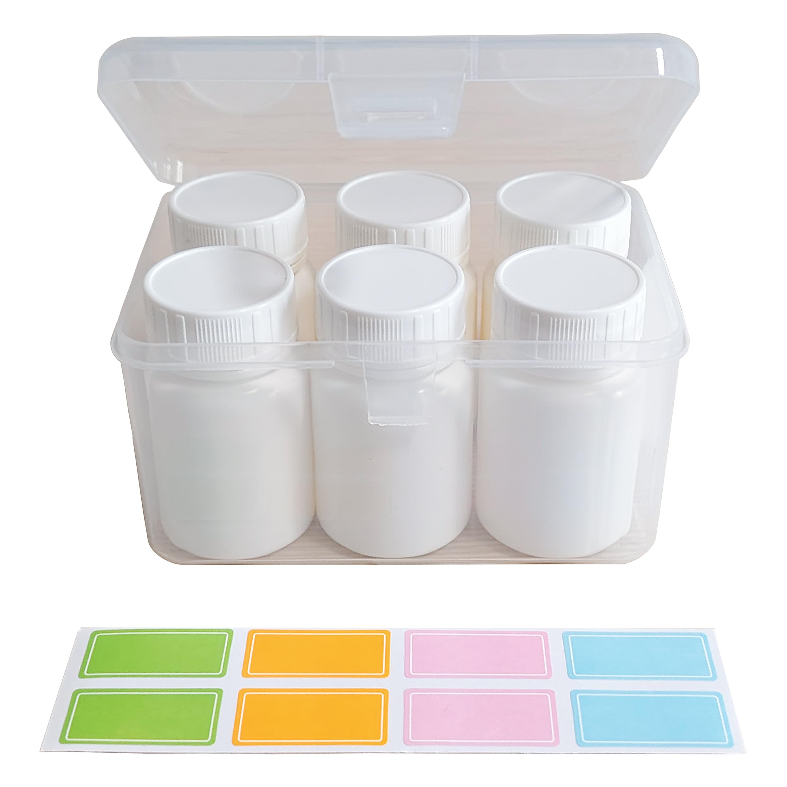 Plastic Empty Pill Bottle Organizer Medicine Vitamin Chemical Containers with Lables Caps (40ml)