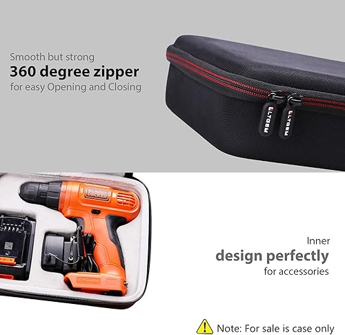 Miniatura 5 de LTGEM - Funda rígida de EVA para taladro inalámbrico DECKER 20V MAX (LDX120CLD120VA) y accesorios, bolsa protectora de almacenamiento (solo estuche