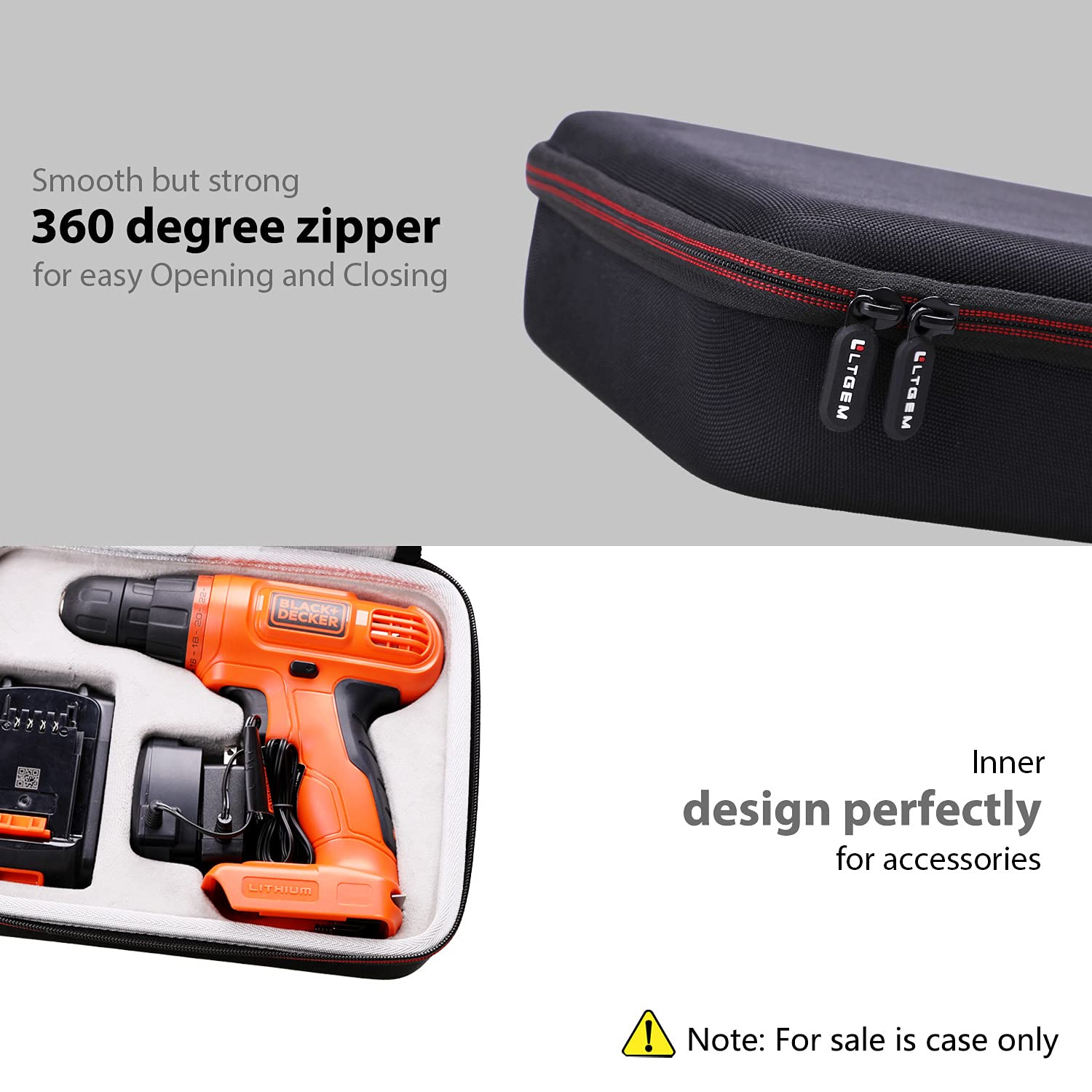 LTGEM EVA Case for BLACK+DECKER Drill - Protect Your Tool -5