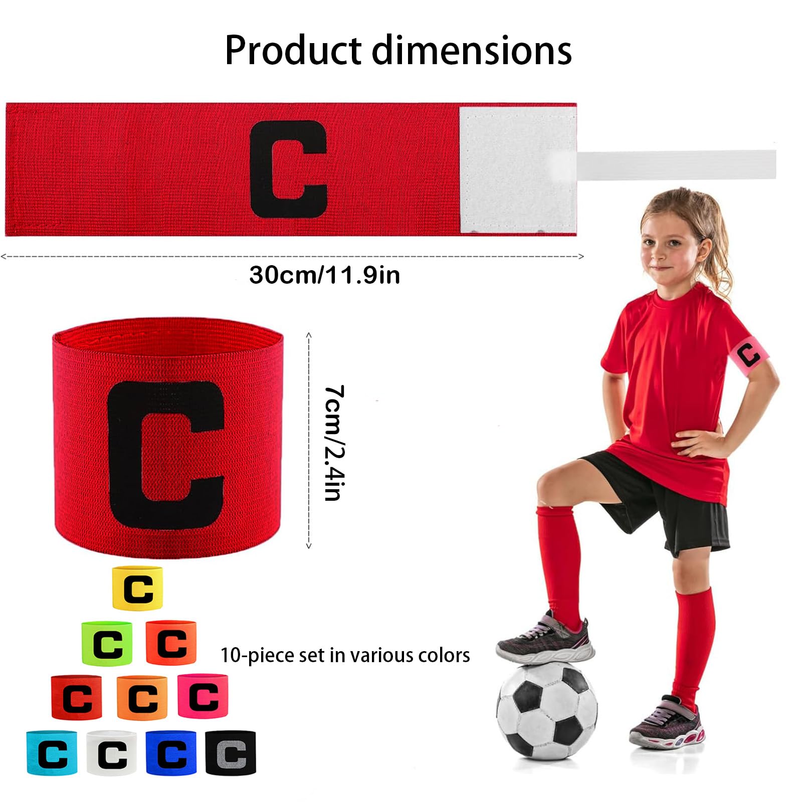 Brazalete Capitán Fútbol Elástico Ajustable Multicolor para Adultos Junior