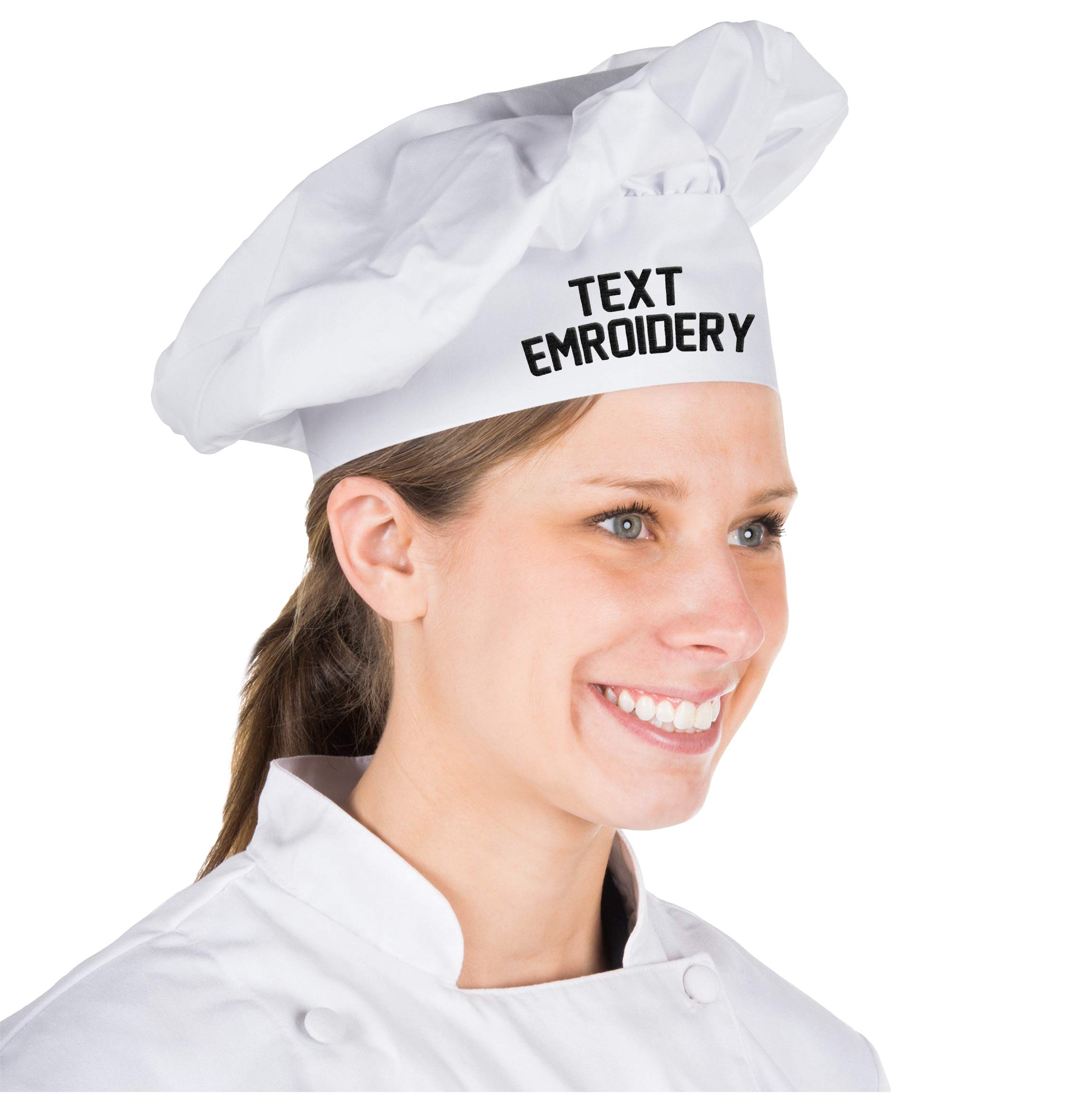 Personalized Embroidered Chef Hat Custom Add Your Text for Men Women Gifts White