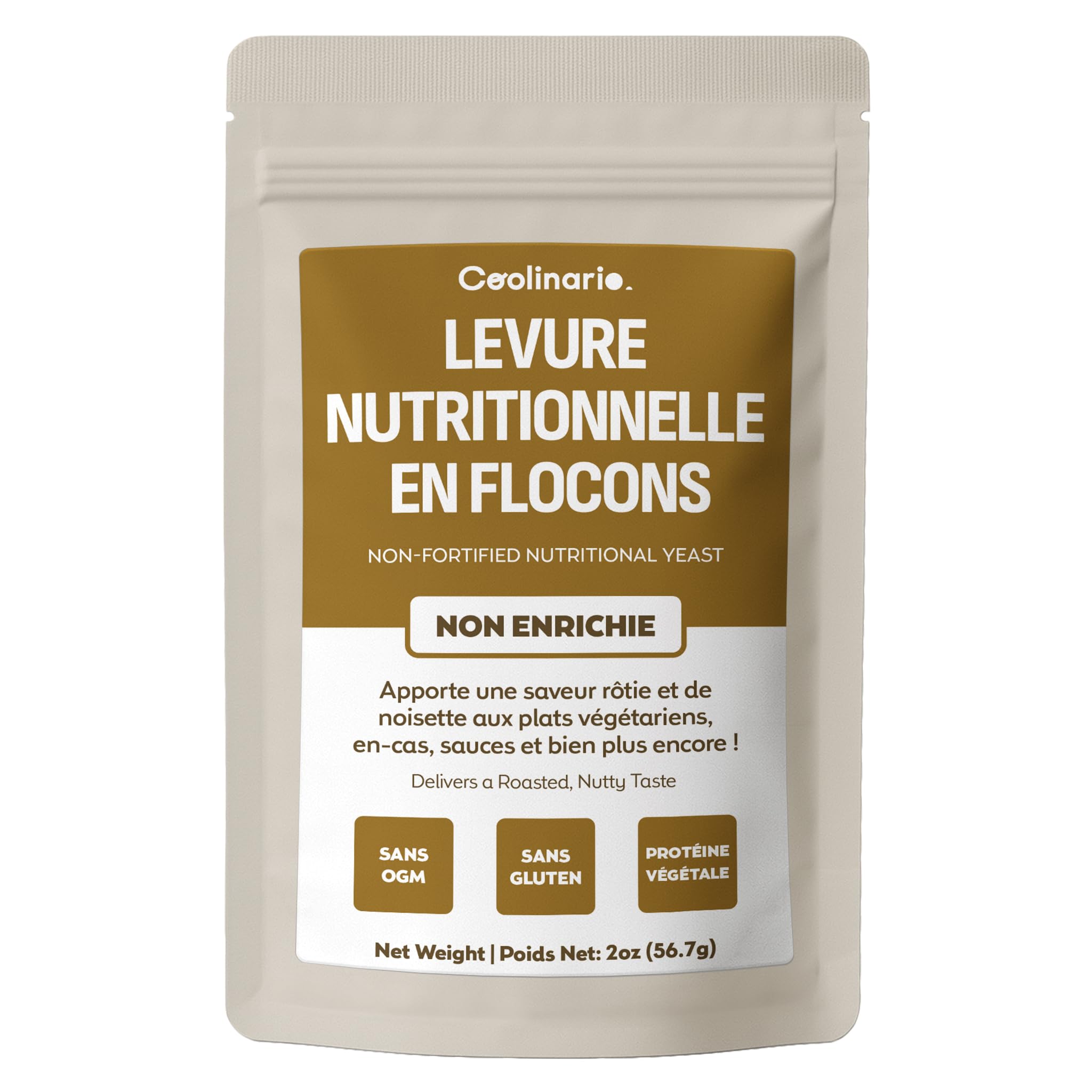 Coolinario Levure Nutritionnelle Non Enrichie (56 g) Assaisonnement Végan au Goût Noisette | Riche en Protéines, Fibres & Minéraux | Pour Snacks, Sauces & Vinaigrettes | Sans Gluten