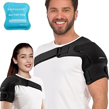 KONSEDIK Shoulder Brace Immobilizer with Ice Pack,Compression Rotator Cuff Support for AC Joint Pain Relief,Frozen Shoulder,Dislocation,Labrum Tear,Adjustable Wrap for Men&Women Left/RightBlack,Large