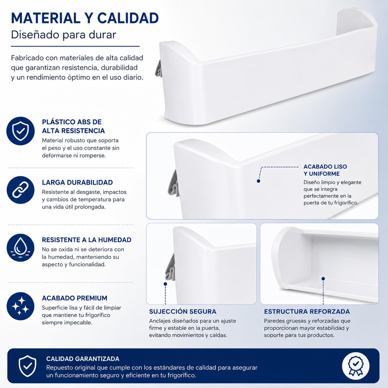 CABLEPELADO Bandeja botellero para nevera | Bandeja de refrigeración nevera | Estante frigorífico | Código original FA2T006A5 | 494 mm ancho x 140 mm alto | Compatible con Fagor FA2T006A5 FD282NF