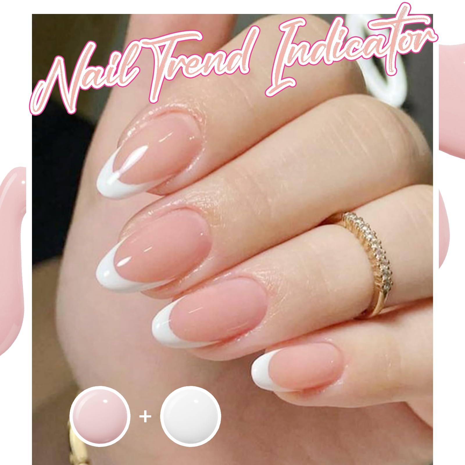 modelones French Tip Gel Nail Polish Set 2 Pcs 15ml Milk White and Nude Pink French Manicure Kit Jelly Nude Soak Off UV Natural Base Color Gel Polish Nail Art Home DIY Gift for Women: 2pcs Clear Gold 3D Ge 0.25 Fl Oz (Pack of 2)