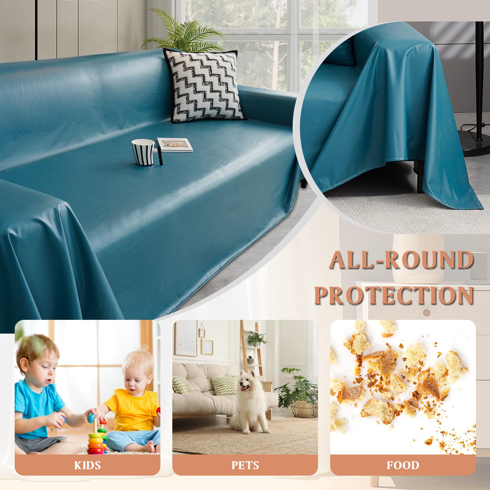Copridivano Impermeabile 1 2 3 4 Posti, Fodera Antiscivolo per Divani Stagionale, Lavabile Copertura Divano per Cani e Gatti, Protezione per Mobili in Salotto (Blu scuro,180X340cm)