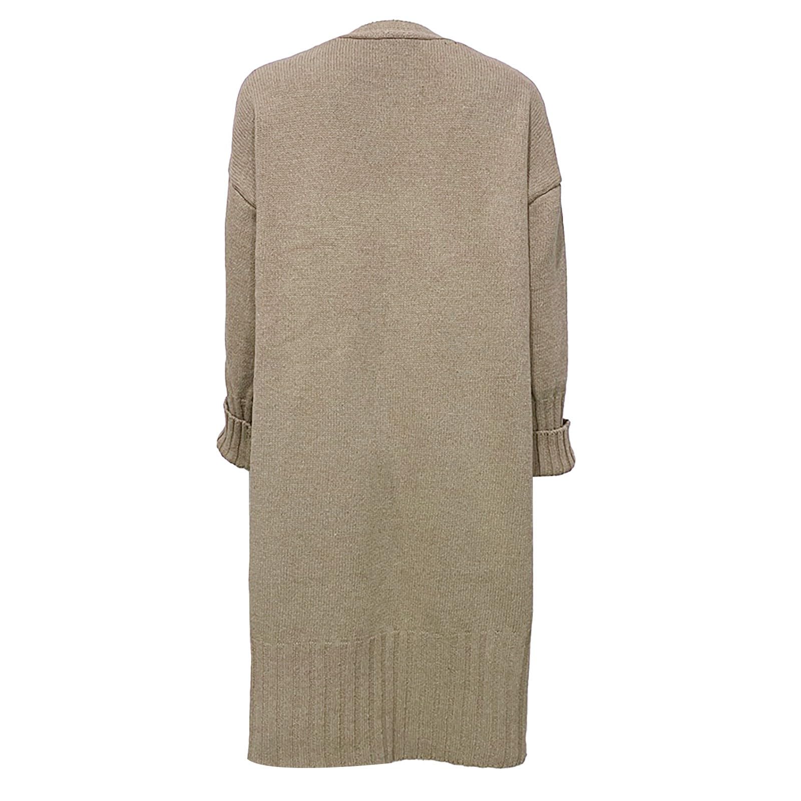 Cárdigan largo de punto para mujer, cárdigan de punto para mujer, talla grande, cuello en V, frente abierto, cárdigan de punto de manga larga, cárdigan de punto con bolsillos, holgado, casual