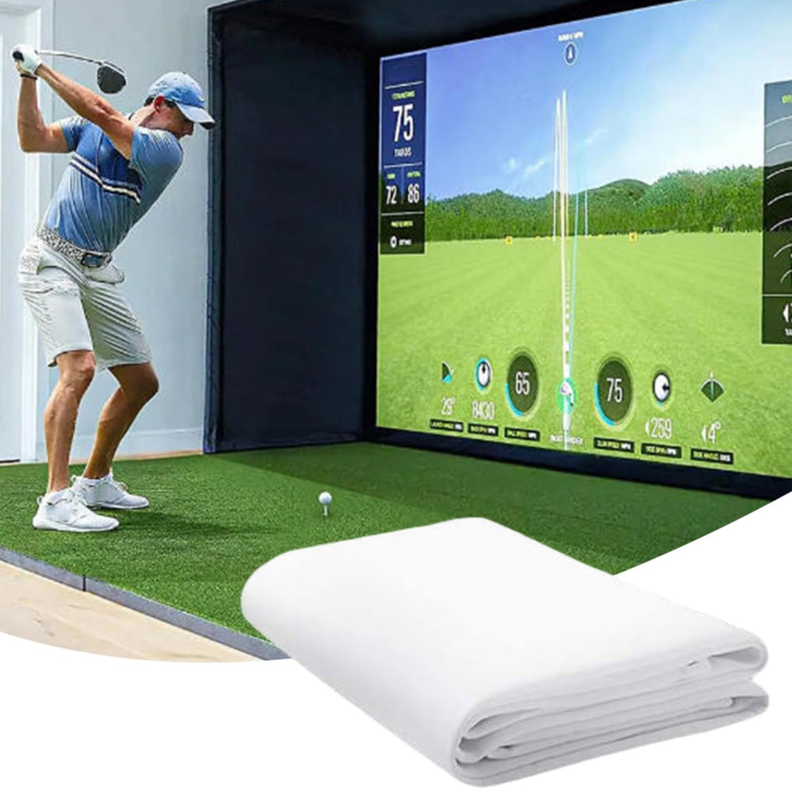 Schermo di Impatto per Golf Resistente, Schermo per Simulatore, Proiettore HD Bianco per Pratica Indoor e Outdoor