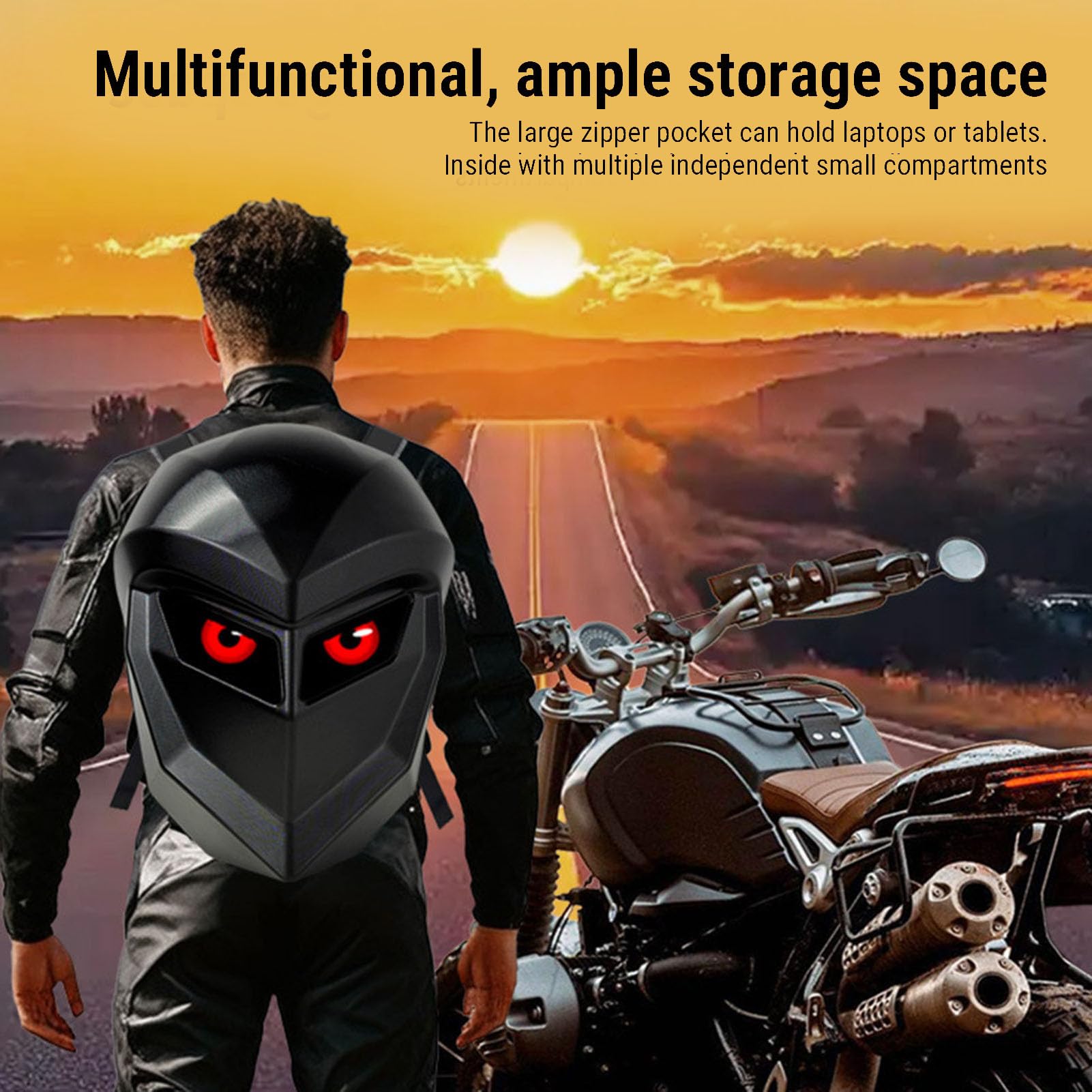 LED Knight Zaino 17 pollici DIY programmabile schermo a colori | Display a LED regolabile con design rigido impermeabile da 20 l, per moto, ciclismo e viaggi