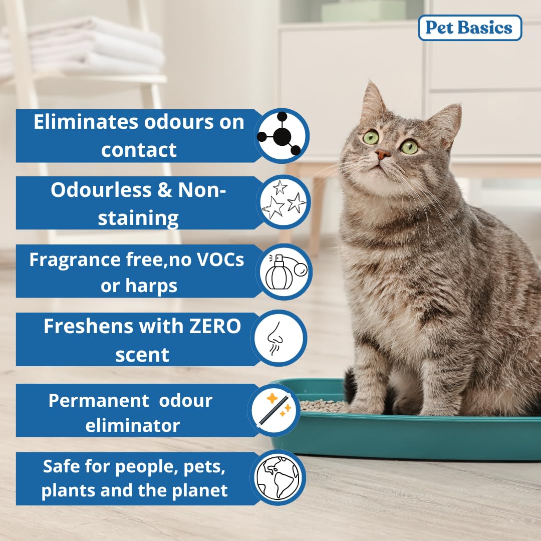 Pet Basics Fragrance Free Odour Remover (200ml) | Gentle Water-Based Formula | Safe for Pets & Surfaces | Non-Toxic | Easy to Use 1