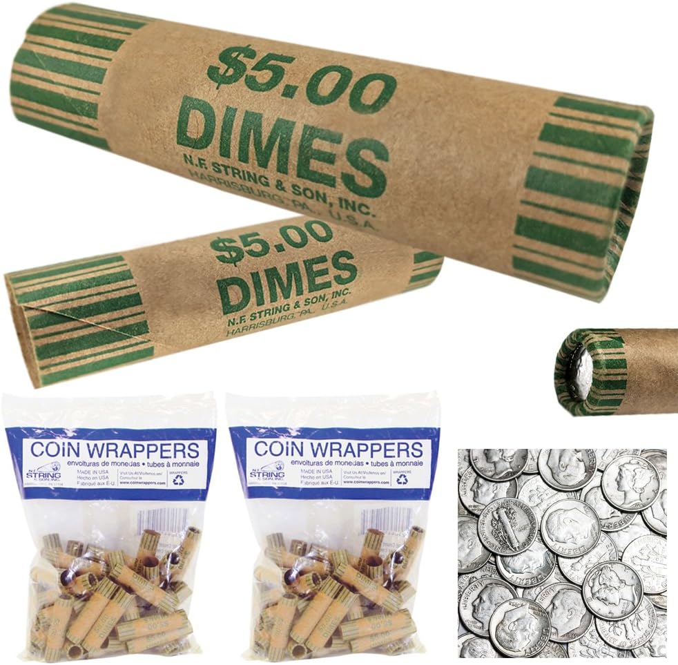 72 Rolls Preformed Coins Dimes Wrappers Paper Tubes 10
