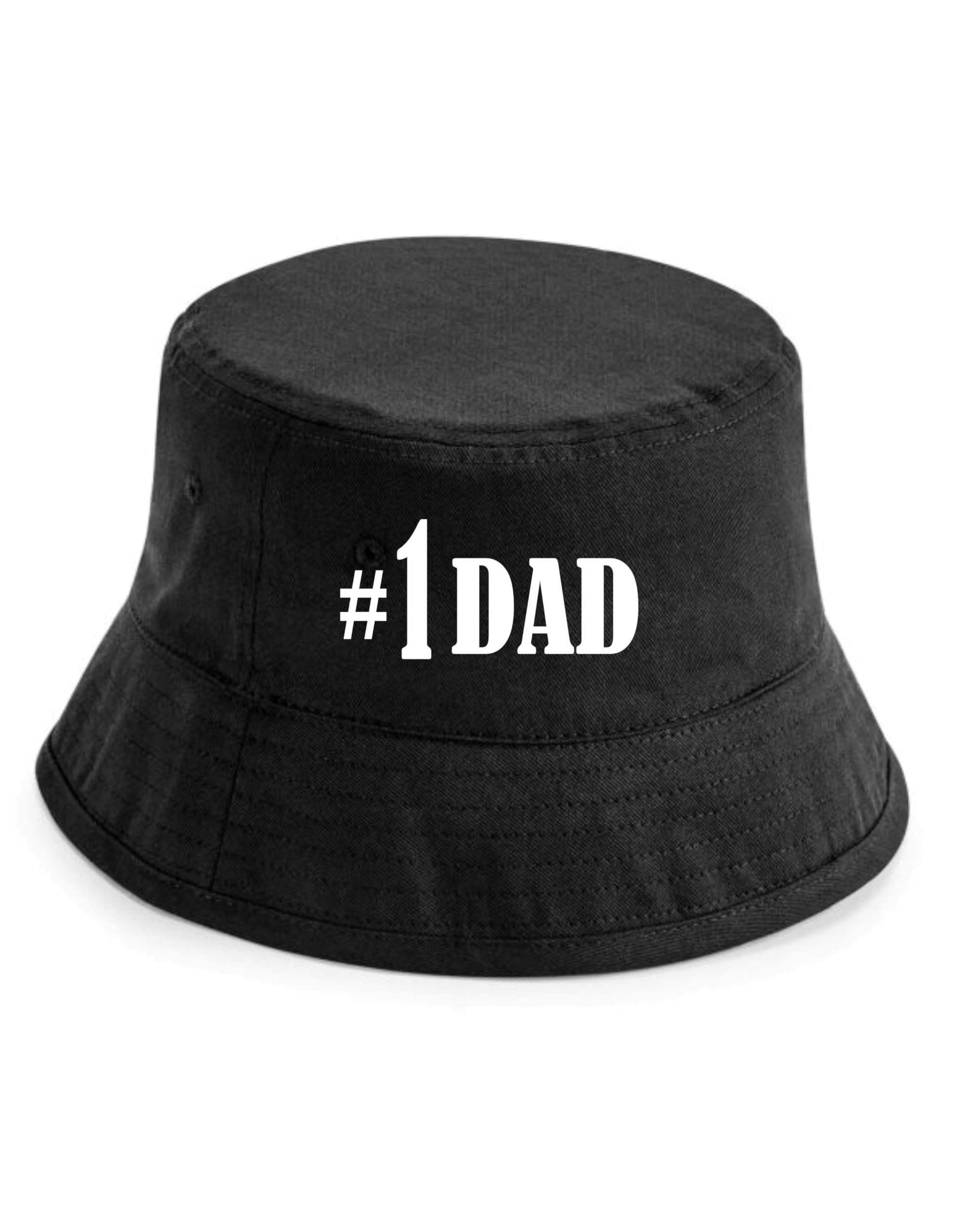 Print4u Unisex Black Number 1 Dad Bucket Hat Happy Father's Day Birthday Gift For Men Lxl