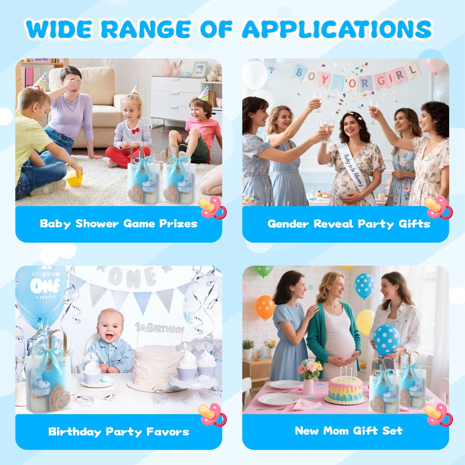 62 sztuki nagrody dla zdobywców gier, zestaw upominkowy na baby shower do gier, prysznic dla nowożeńców i imprezy imprezowe, z notatnikami, świecami, lusterkiem ze szczotką do włosów, 62 szt