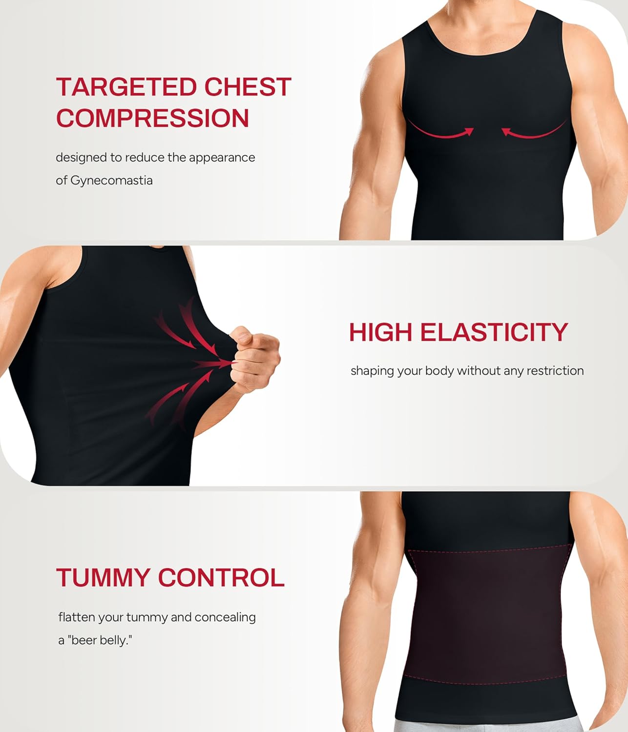 Nebility Shapewear Mens Compression Shirt - Slimming Body Shaper Vest Sleeveless Undershirts Workout Tank Tops - Image 2