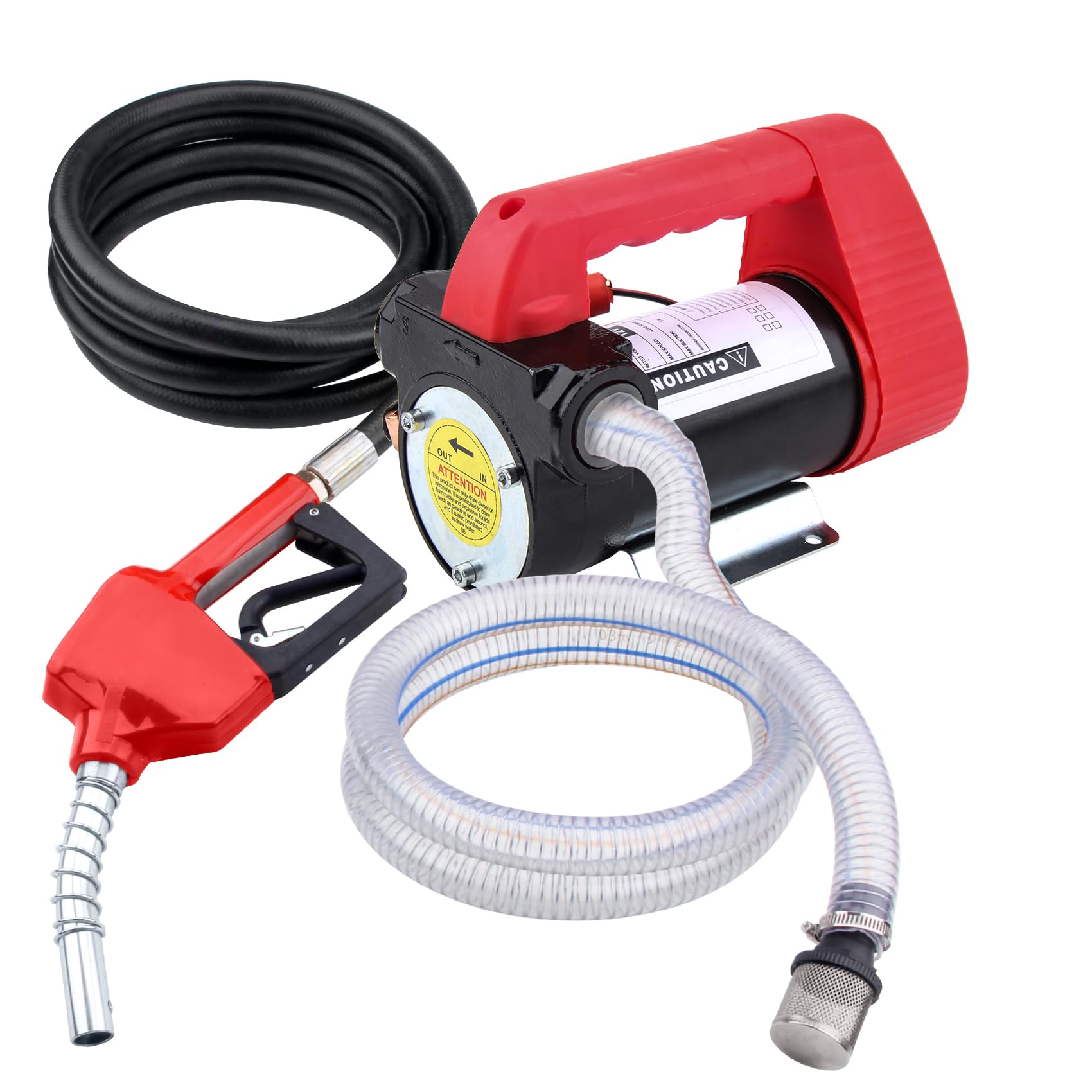 DOCAS 12V 175W Pompa Travaso per Diesel 45L/min, elettrica pompa,pompa di aspirazione dell'olio con Pistola, Filtro e Tubi per Diesel Kerosene
